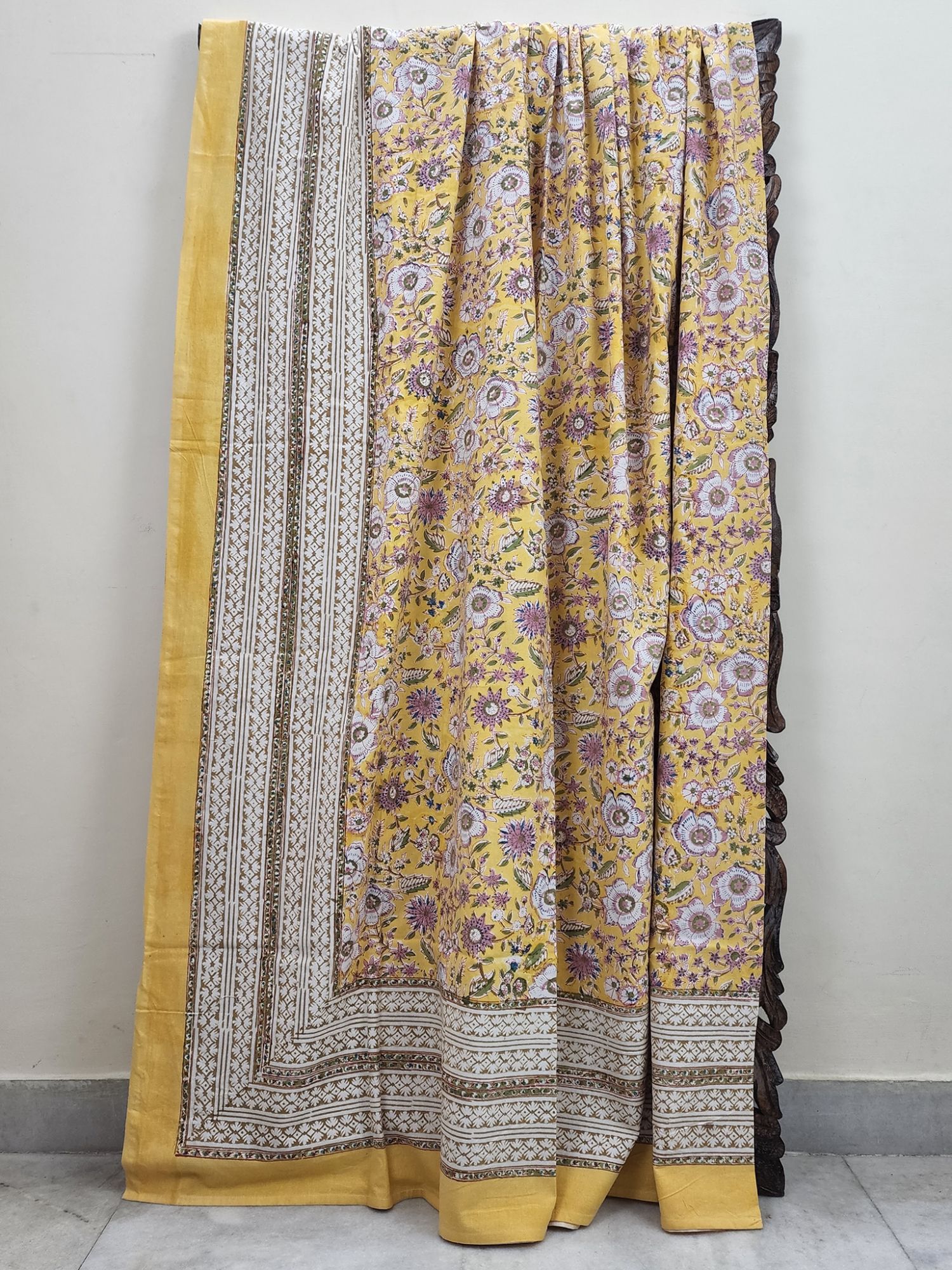 Aabaad Geolu Pure Cotton Hand block Printed Super Kingsize Bedsheet