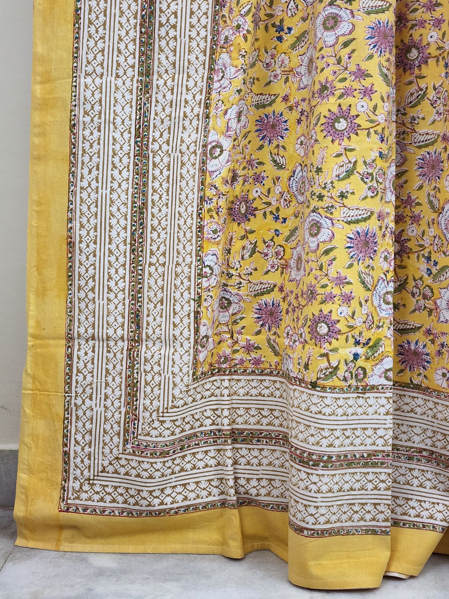 Aabaad Geolu Pure Cotton Hand block Printed Super Kingsize Bedsheet