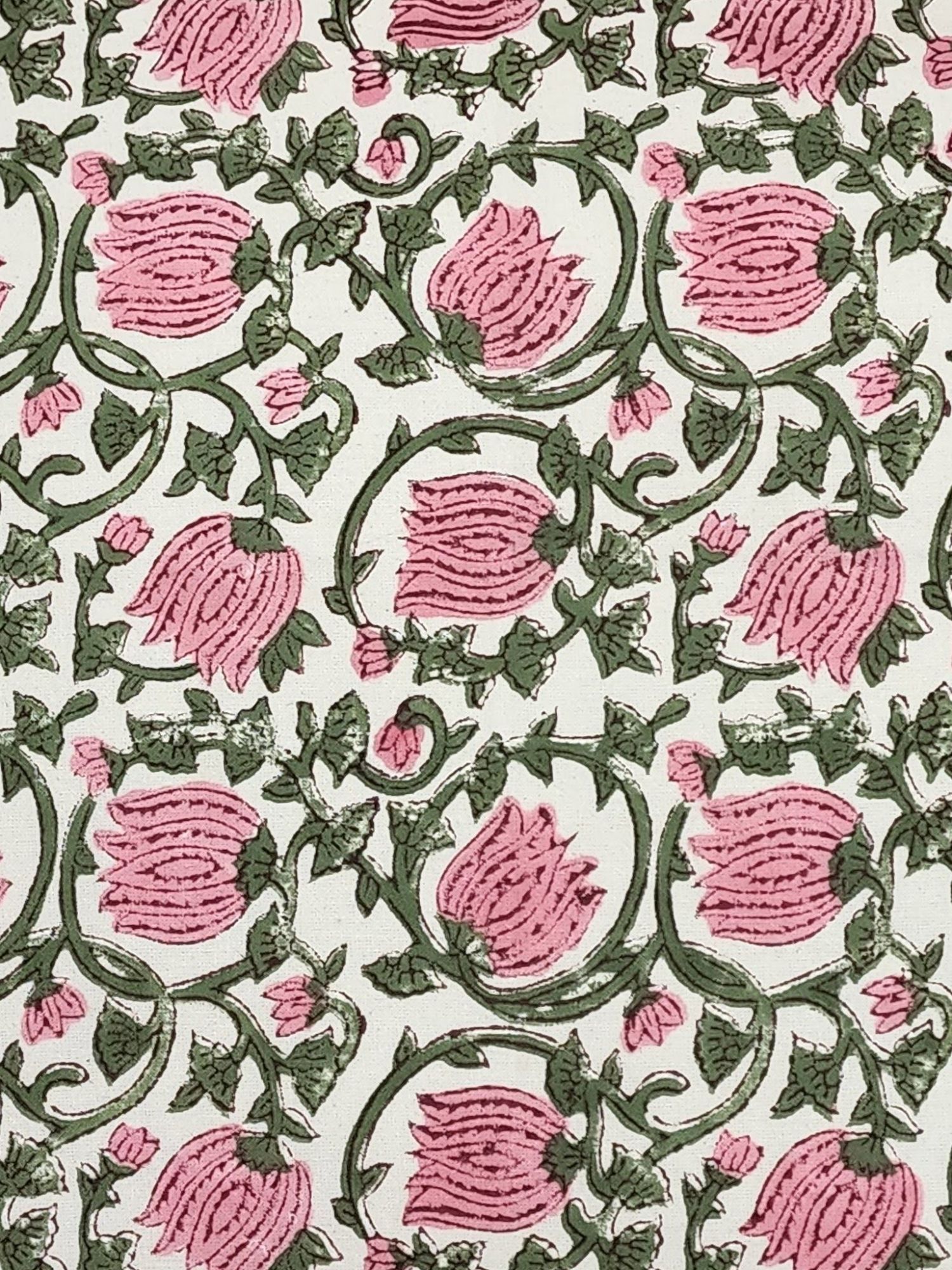 Pahluu Pure Cotton Reversible Hand Block Printed Cushion Cover 24x24 inch Pink Green