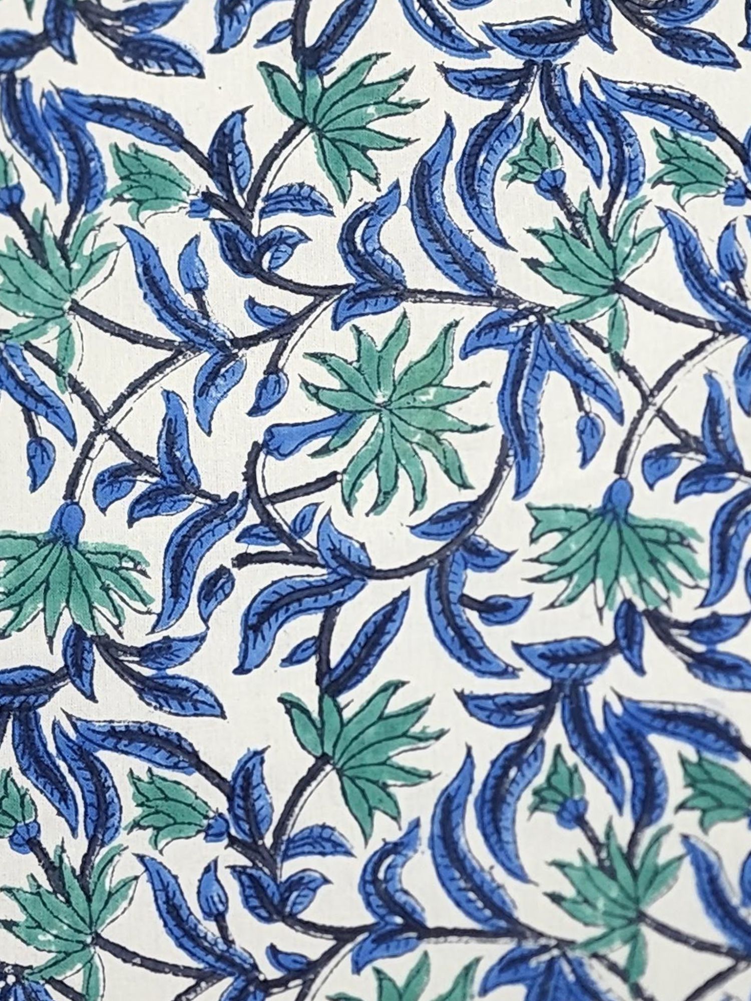 Pahluu Pure Cotton Reversible Hand Block Printed Cushion Cover 24x24 inch Blue Green