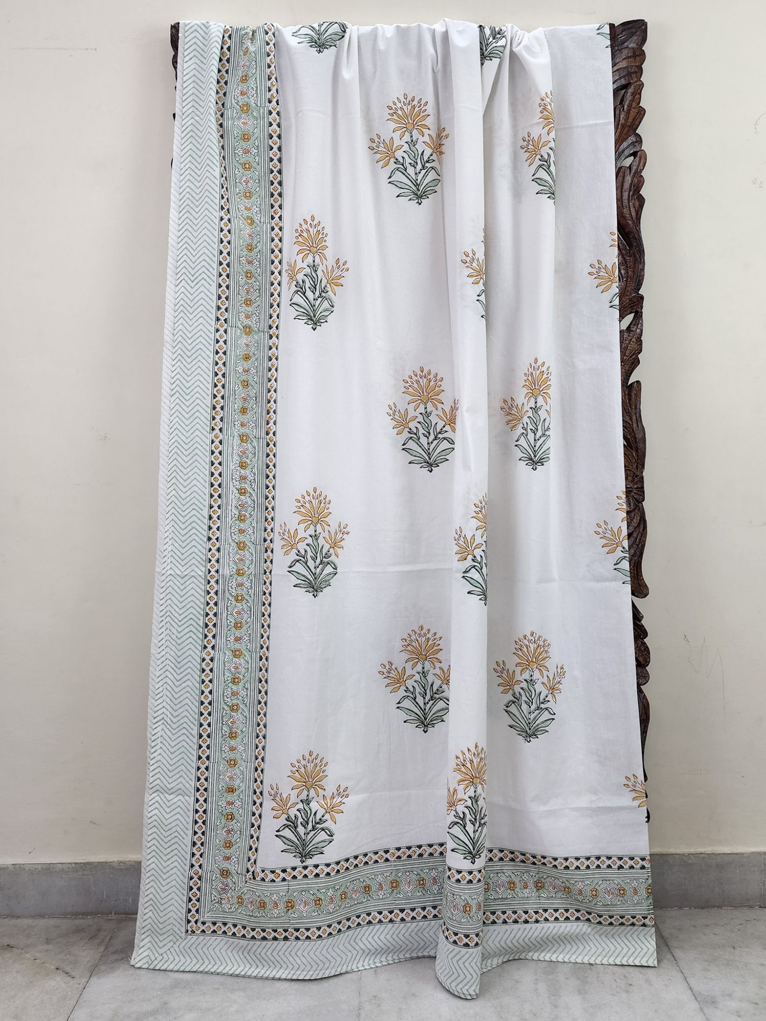 Shiro Haruka Pure Cotton Hand block Printed Super Kingsize Bedsheet