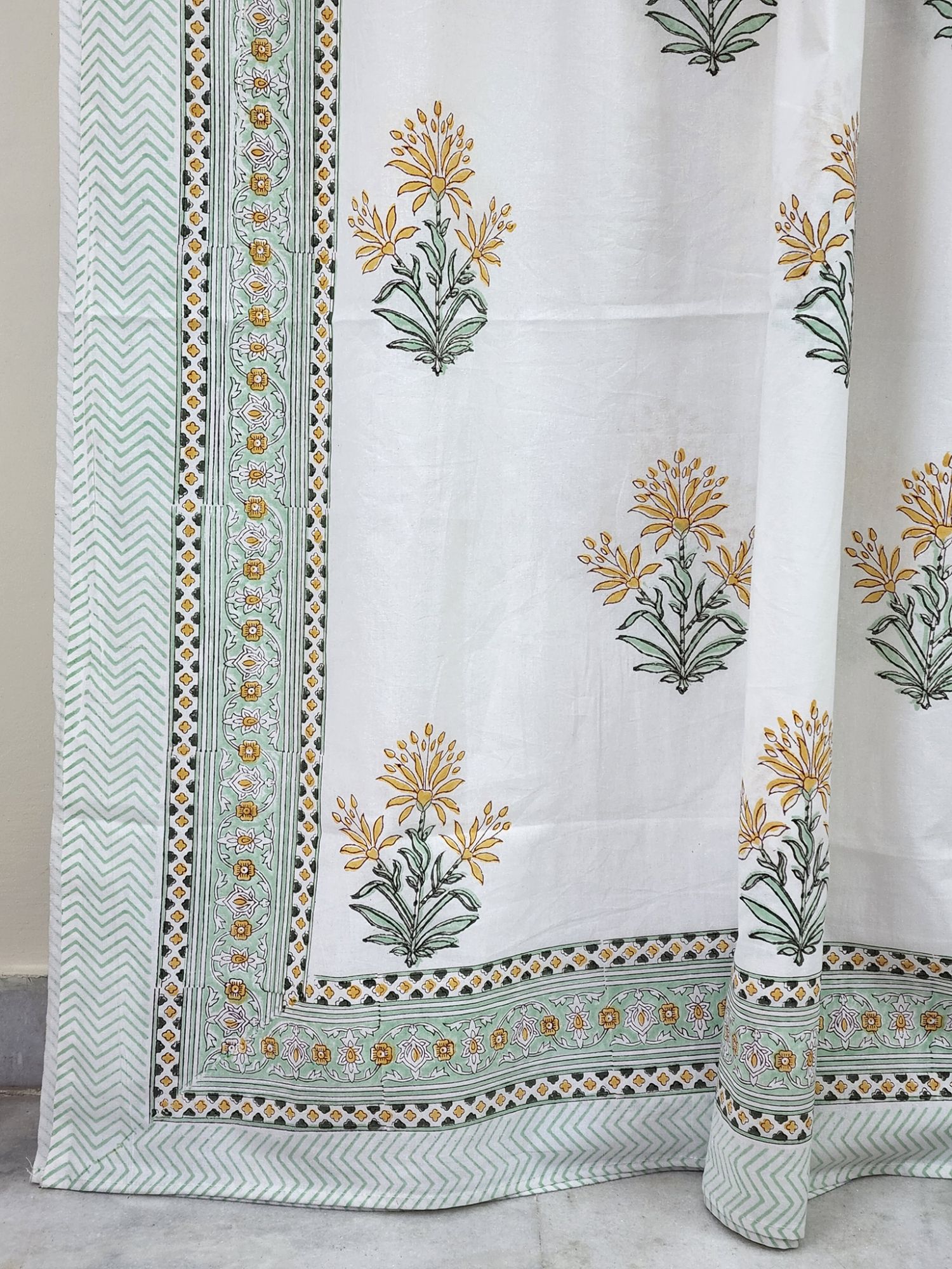 Shiro Haruka Pure Cotton Hand block Printed Super Kingsize Bedsheet