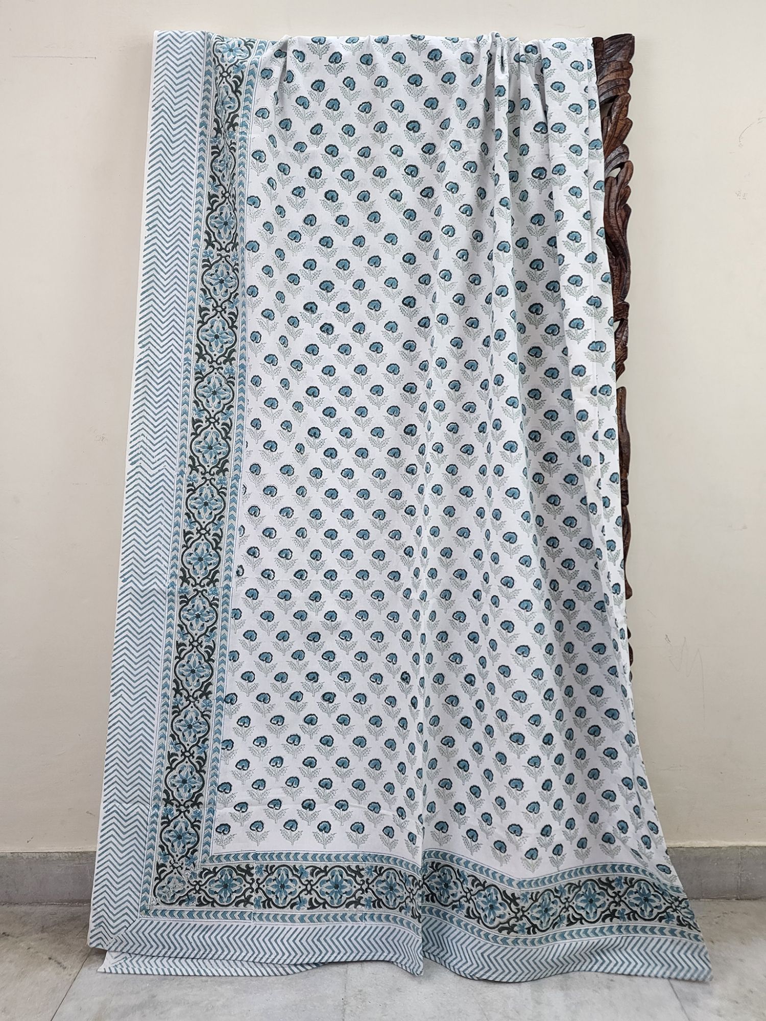 Shiro Itsuki Pure Cotton Hand block Printed Super Kingsize Bedsheet