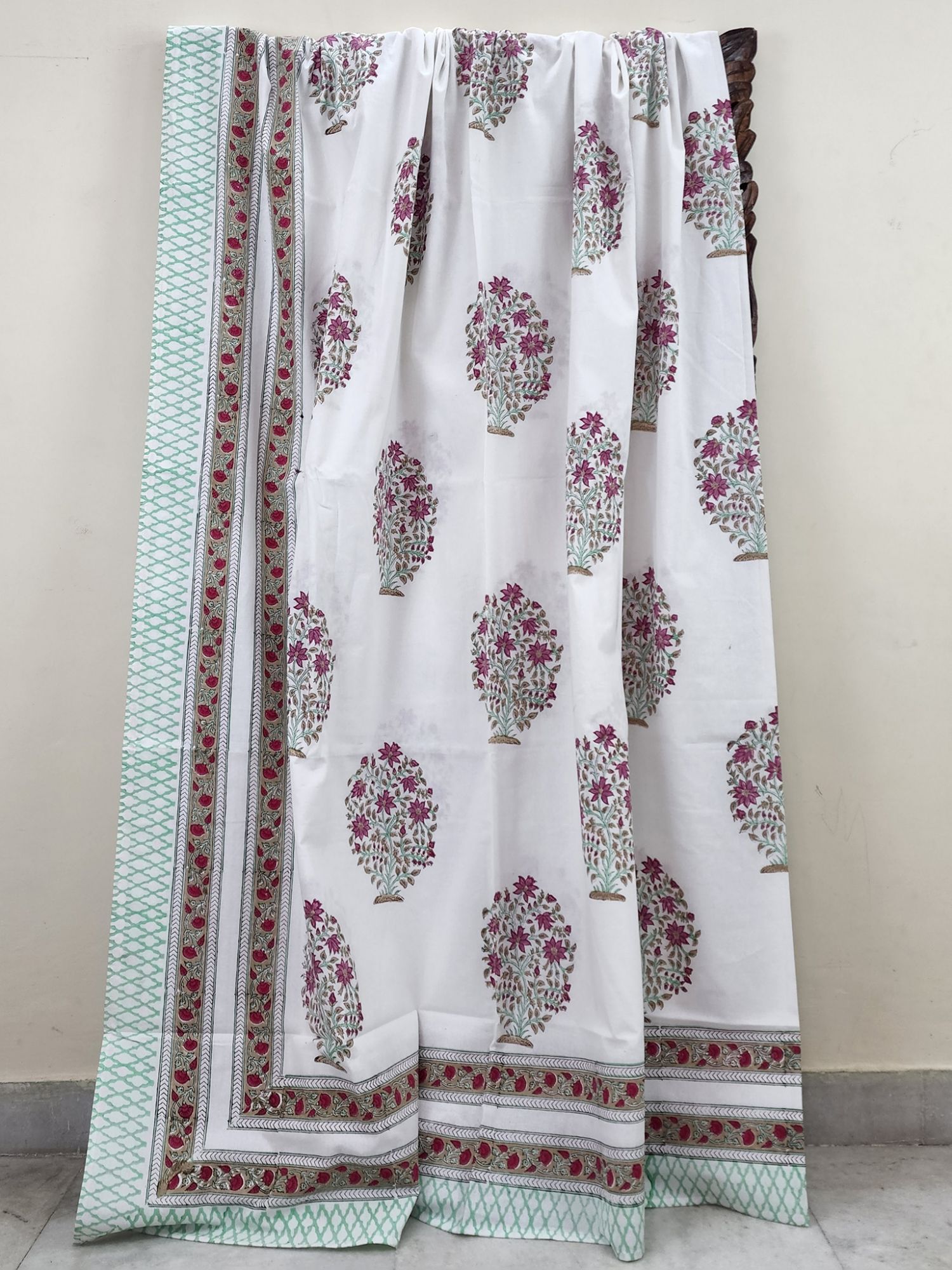 Shiro Yutaka Pure Cotton Hand block Printed Super Kingsize Bedsheet