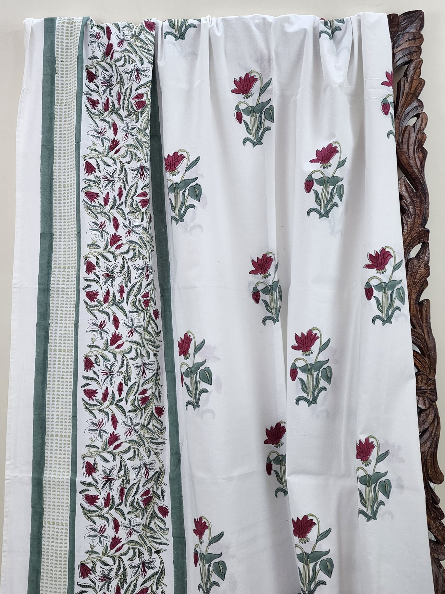 Shiro Kaori Pure Cotton Hand block Printed Super Kingsize Bedsheet