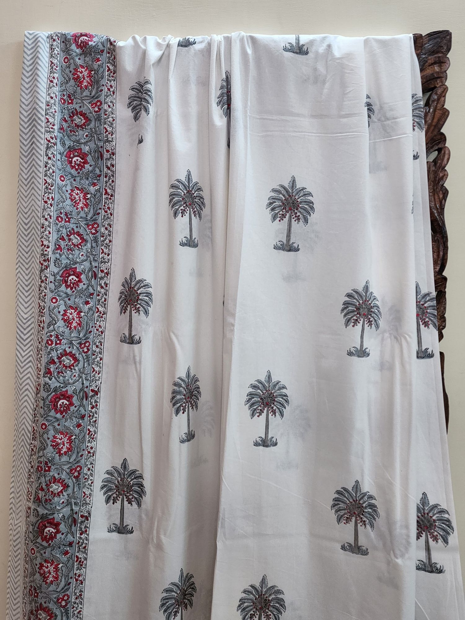 Shiro Yashinoki Pure Cotton Hand block Printed Super Kingsize Bedsheet