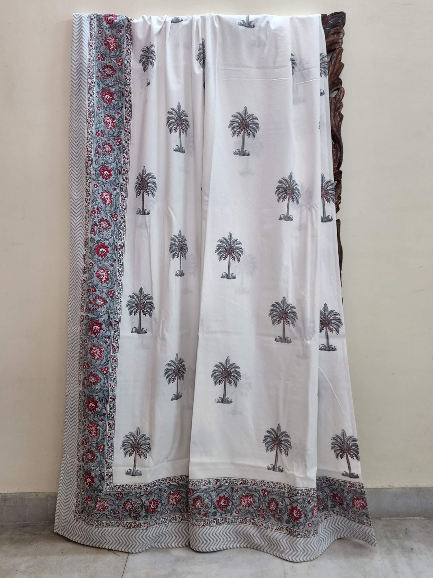 Shiro Yashinoki Pure Cotton Hand block Printed Super Kingsize Bedsheet