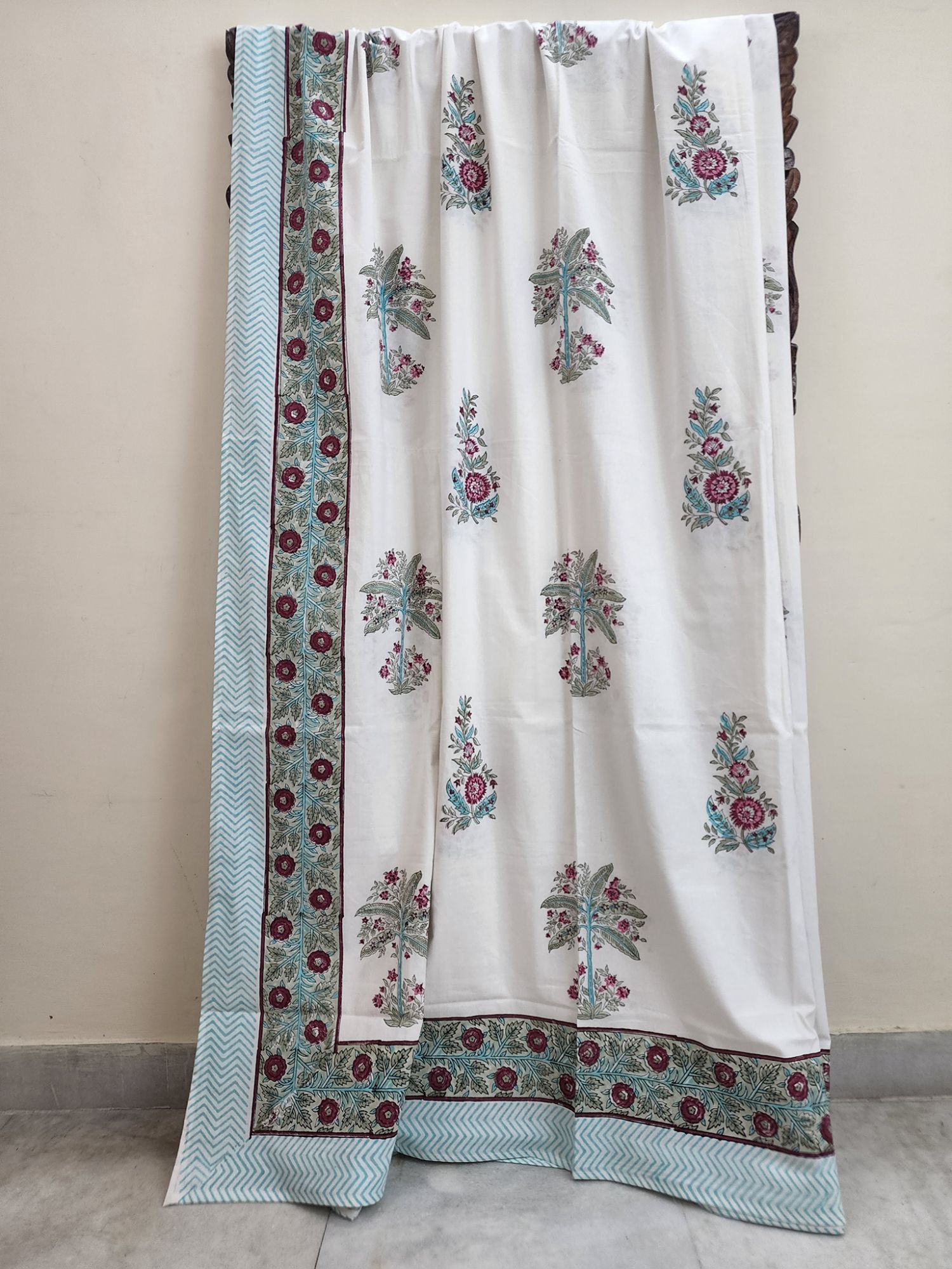 Shiro Koharu Pure Cotton Hand block Printed Super Kingsize Bedsheet