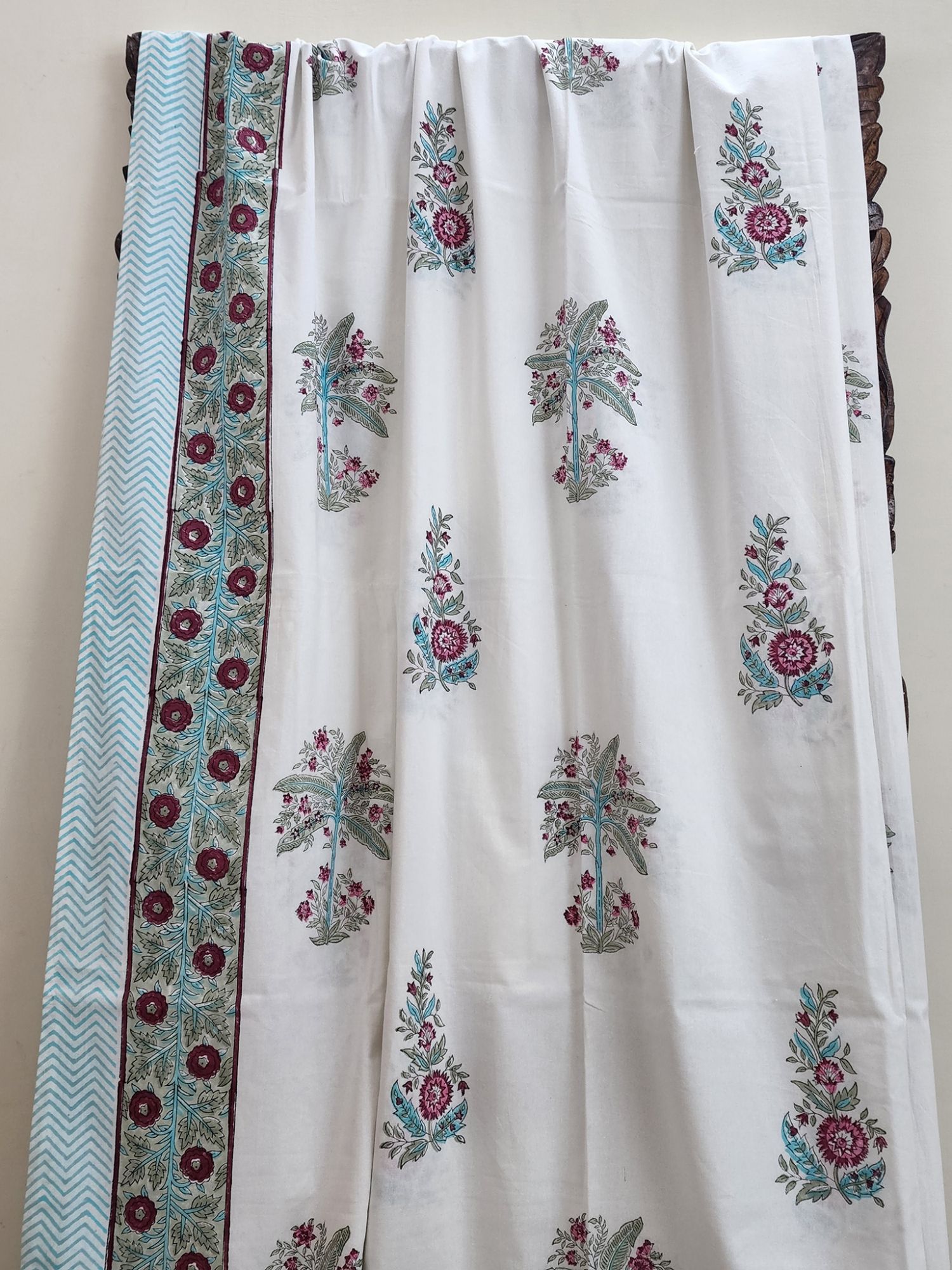 Shiro Koharu Pure Cotton Hand block Printed Super Kingsize Bedsheet