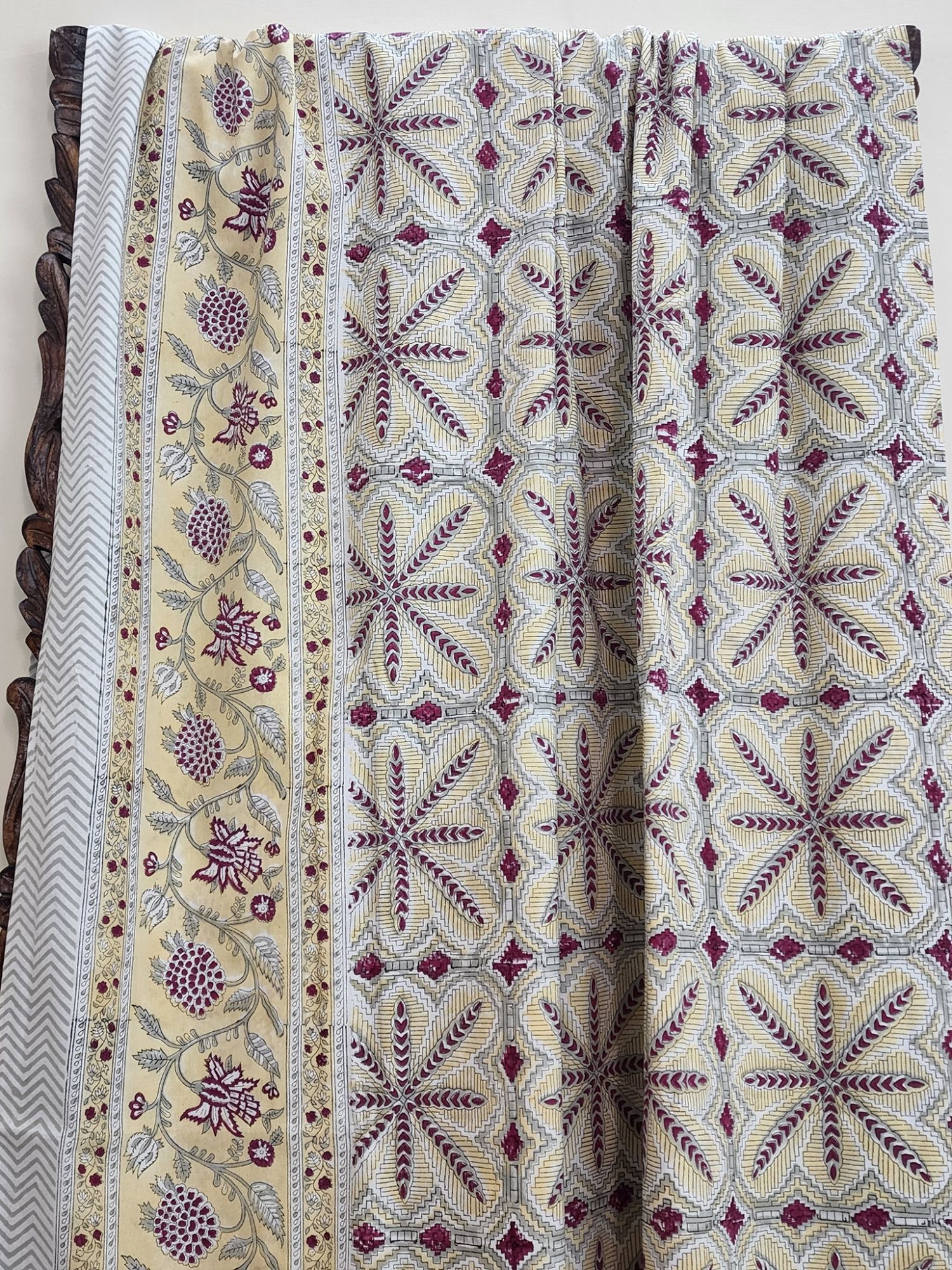 Shiro Hinata Pure Cotton Hand block Printed Super Kingsize Bedsheet