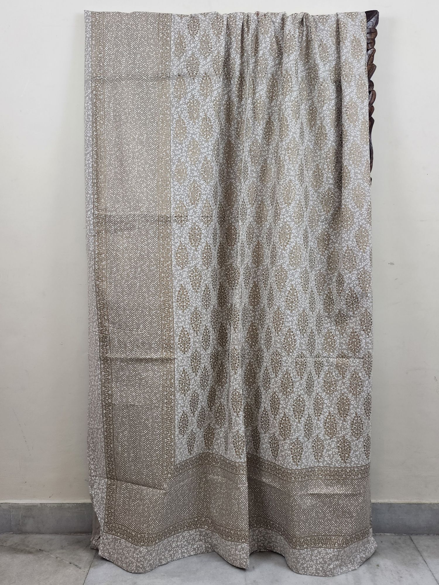 Sitaare Pure Cotton Queen Size Bedsheet Grey Gold