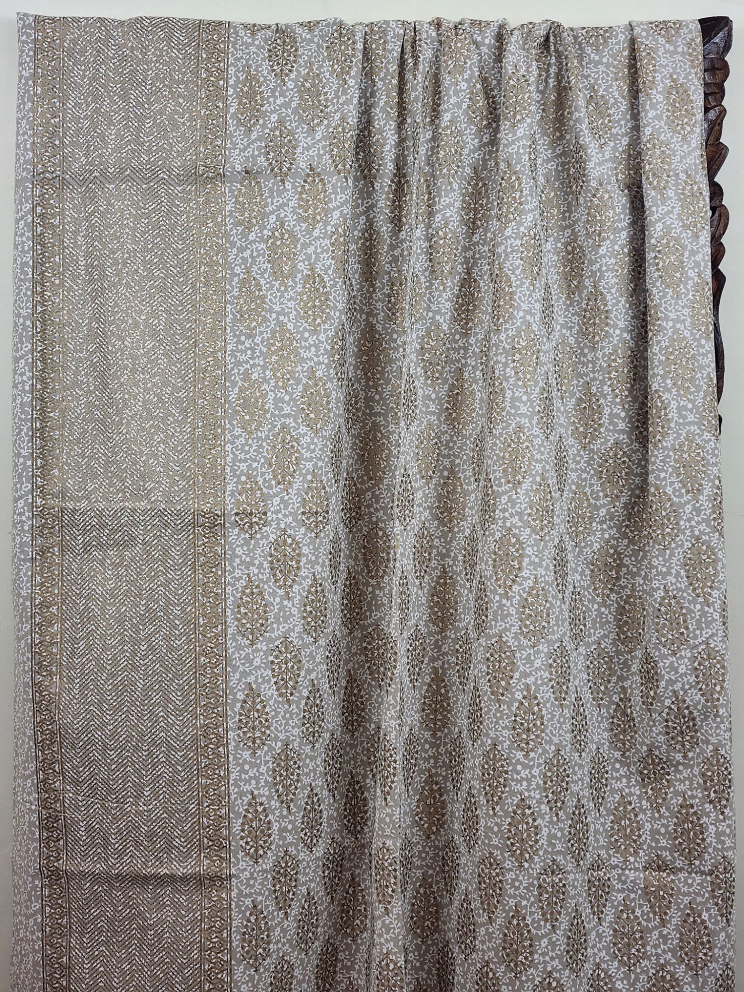 Sitaare Pure Cotton Queen Size Bedsheet Grey Gold