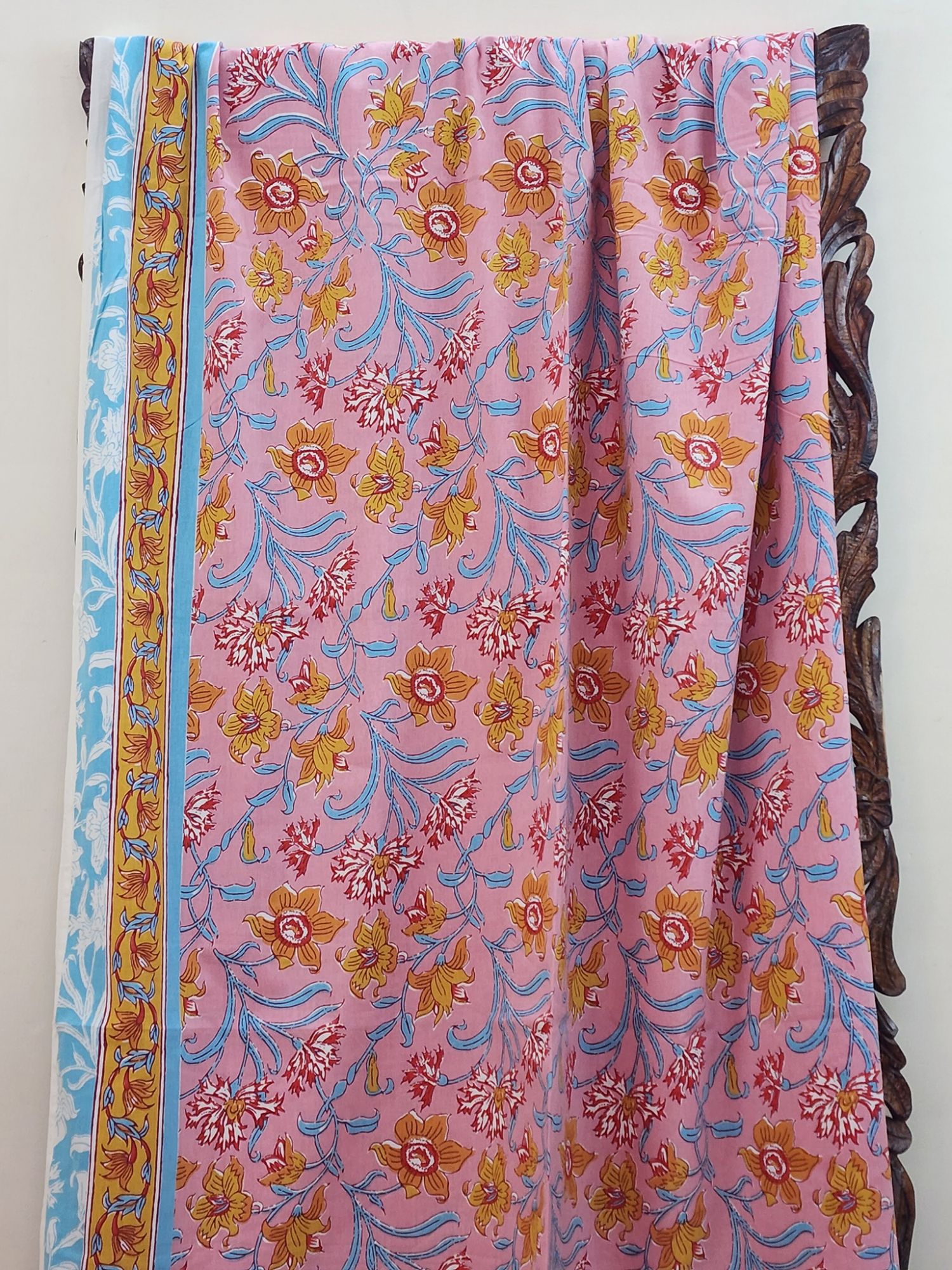 Naira Pure Cotton Handmade Artisanal Kingsize Double Bedsheet Floral