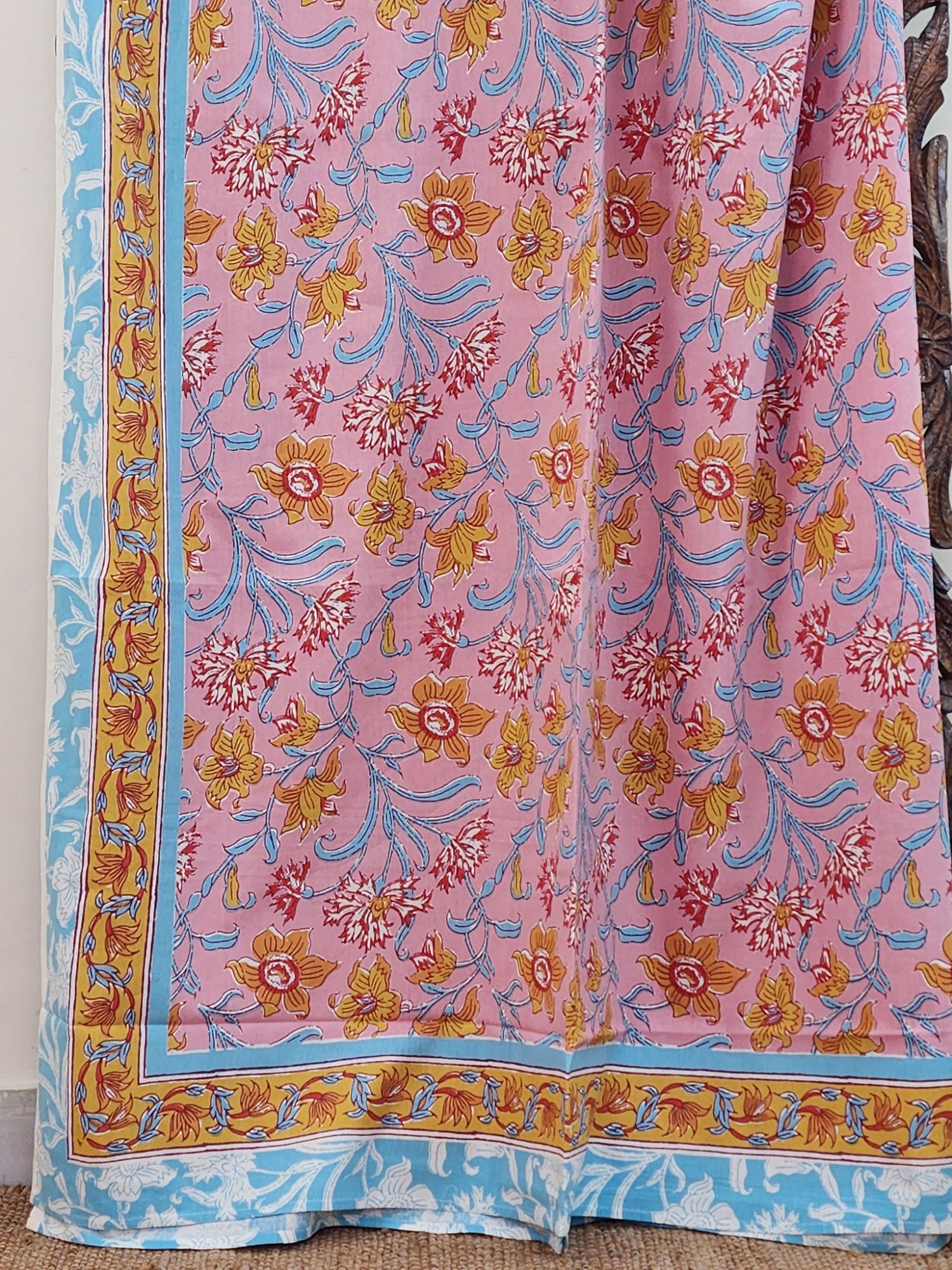 Naira Pure Cotton Handmade Artisanal Kingsize Double Bedsheet Floral