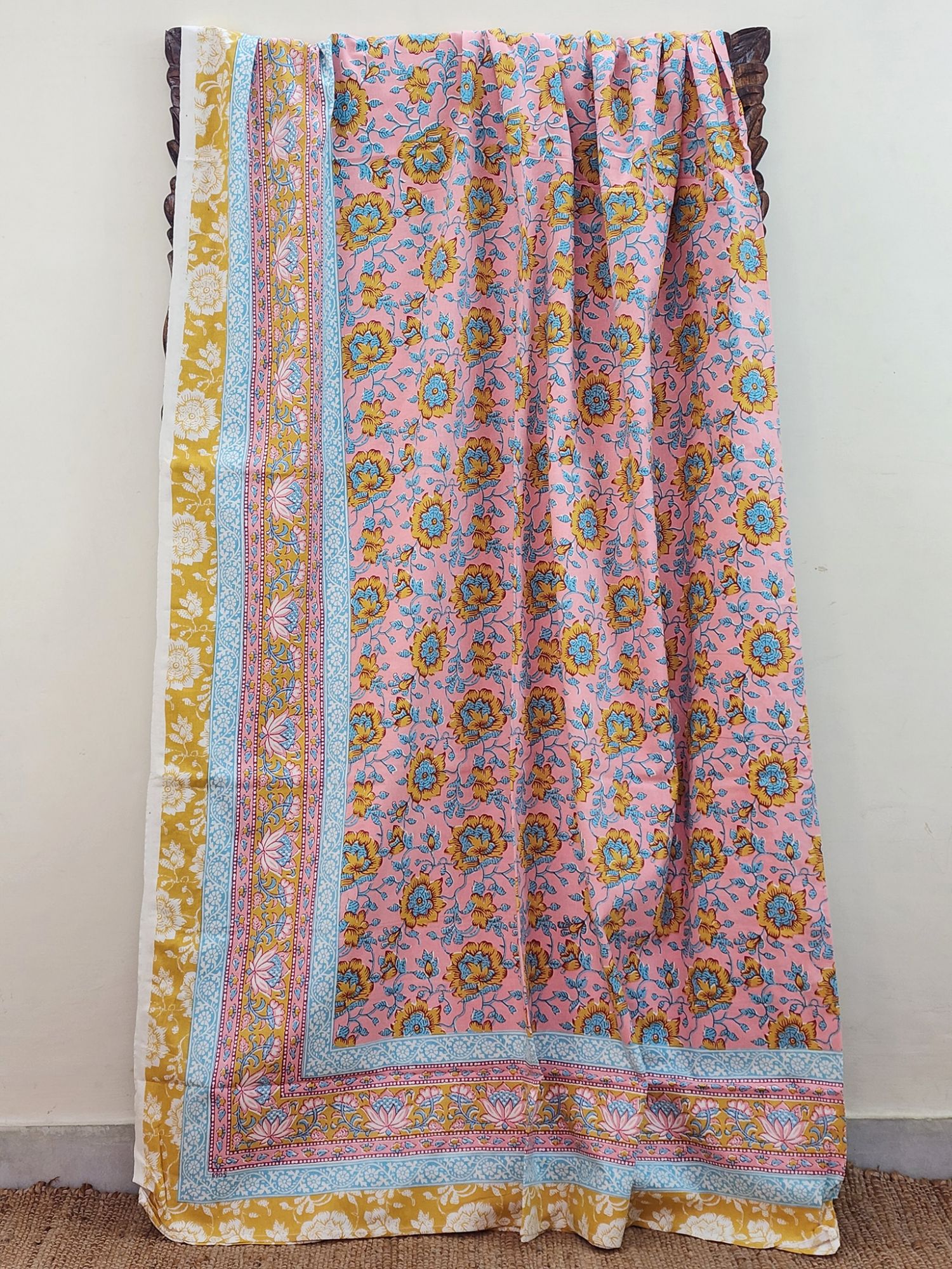 Param Pure Cotton Handmade Artisanal Kingsize Double Bedsheet Floral