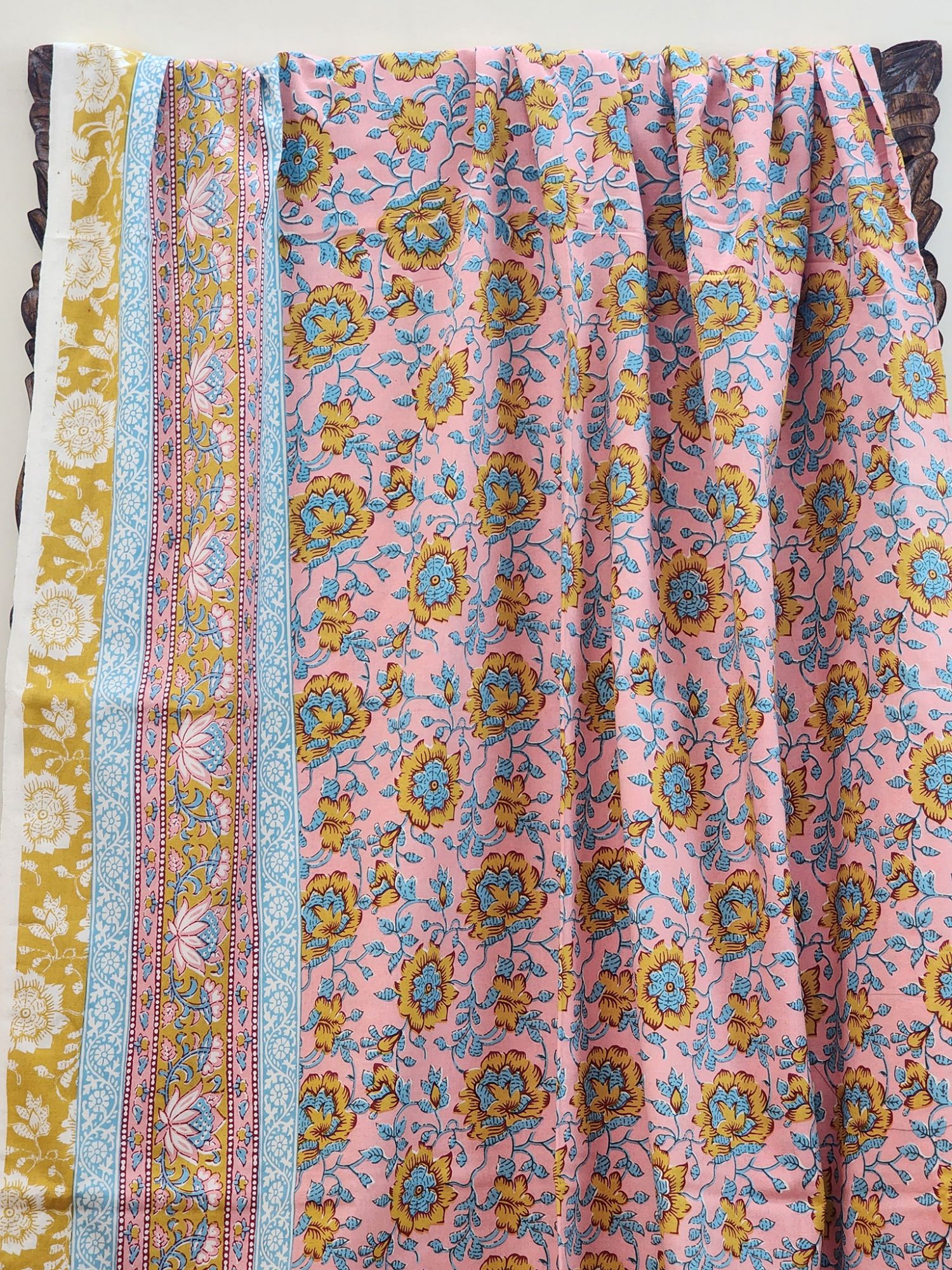 Param Pure Cotton Handmade Artisanal Kingsize Double Bedsheet Floral