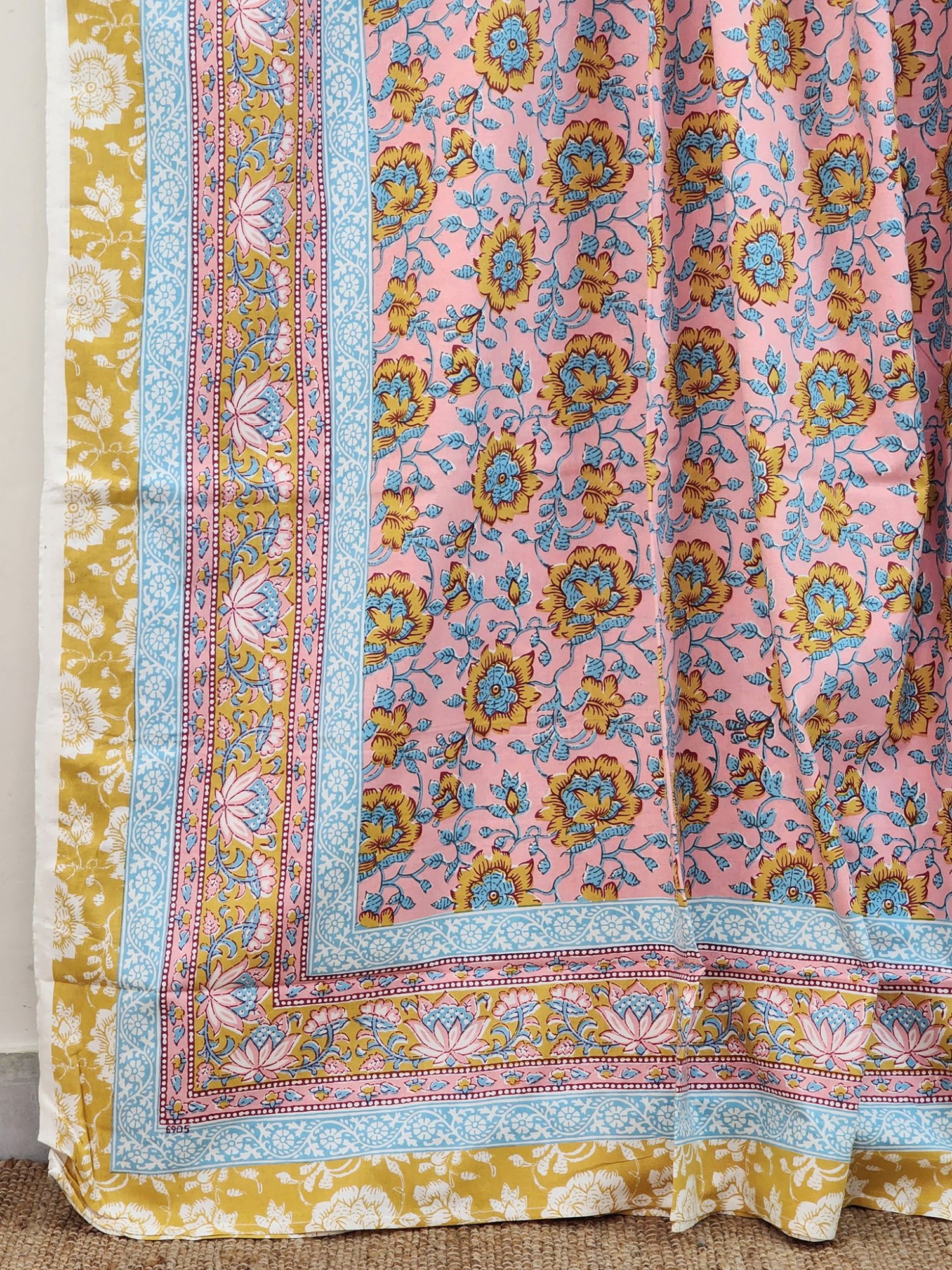 Param Pure Cotton Handmade Artisanal Kingsize Double Bedsheet Floral