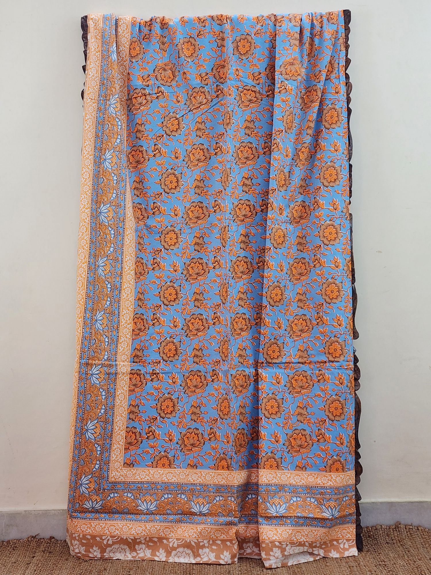 Iditri Pure Cotton Handmade Artisanal Kingsize Double Bedsheet Floral