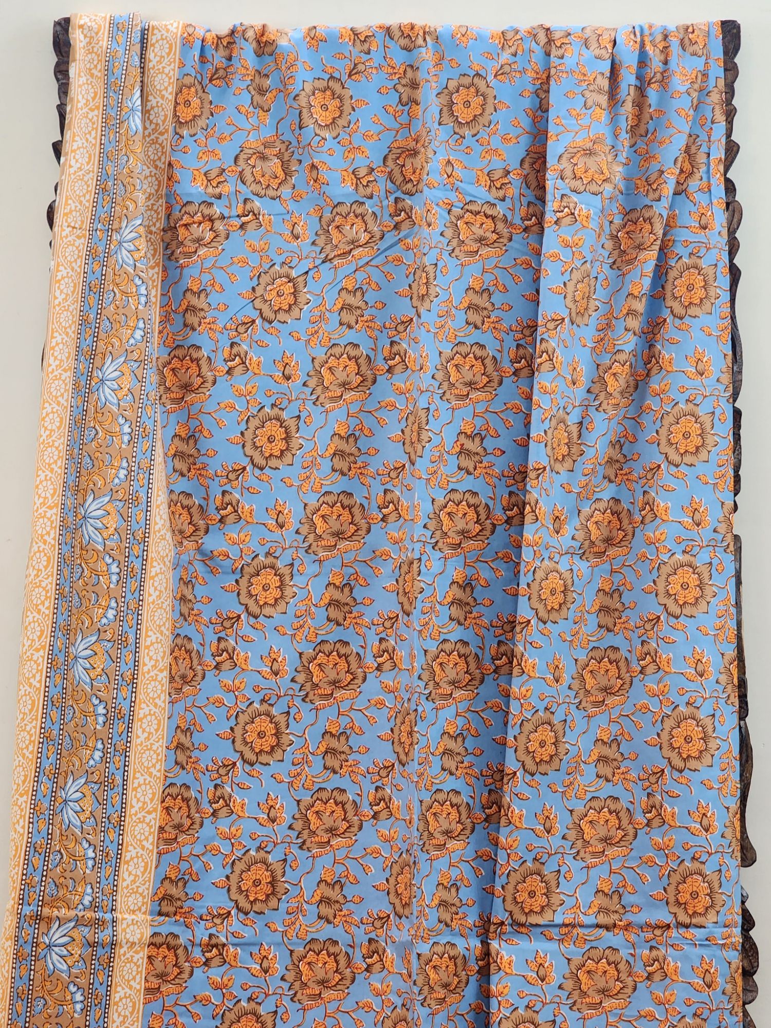 Iditri Pure Cotton Handmade Artisanal Kingsize Double Bedsheet Floral