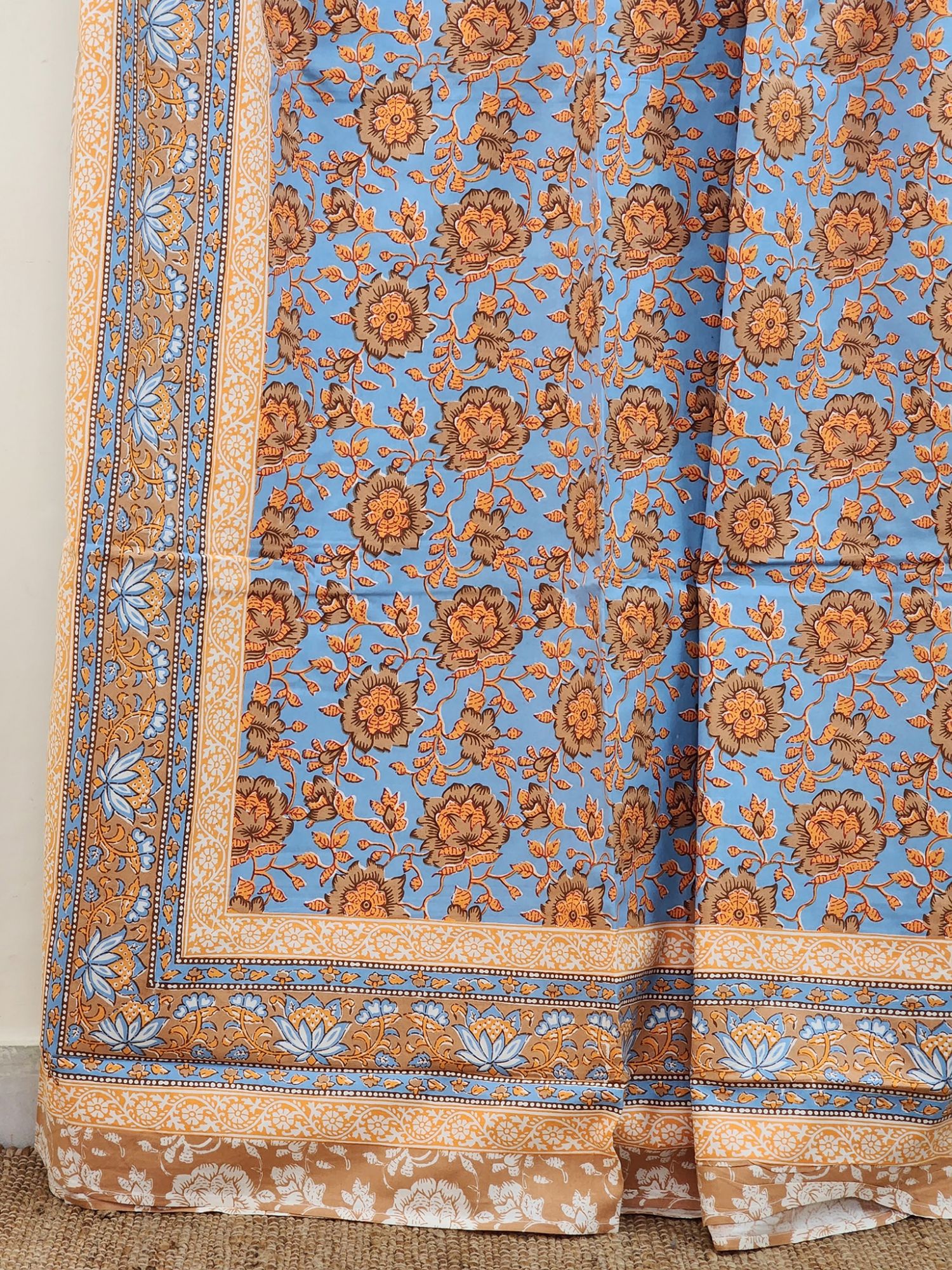 Iditri Pure Cotton Handmade Artisanal Kingsize Double Bedsheet Floral