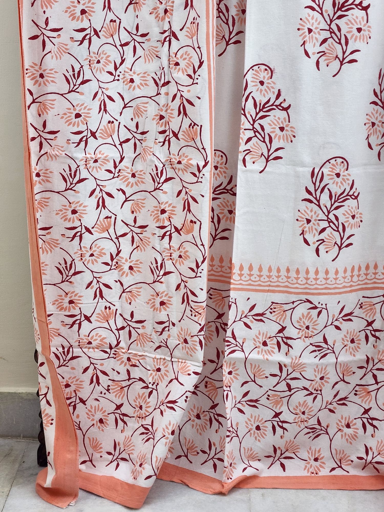Aabaad Aadu Gulbahaar Pure Cotton hand block Printed Super Kingsize Bedsheet