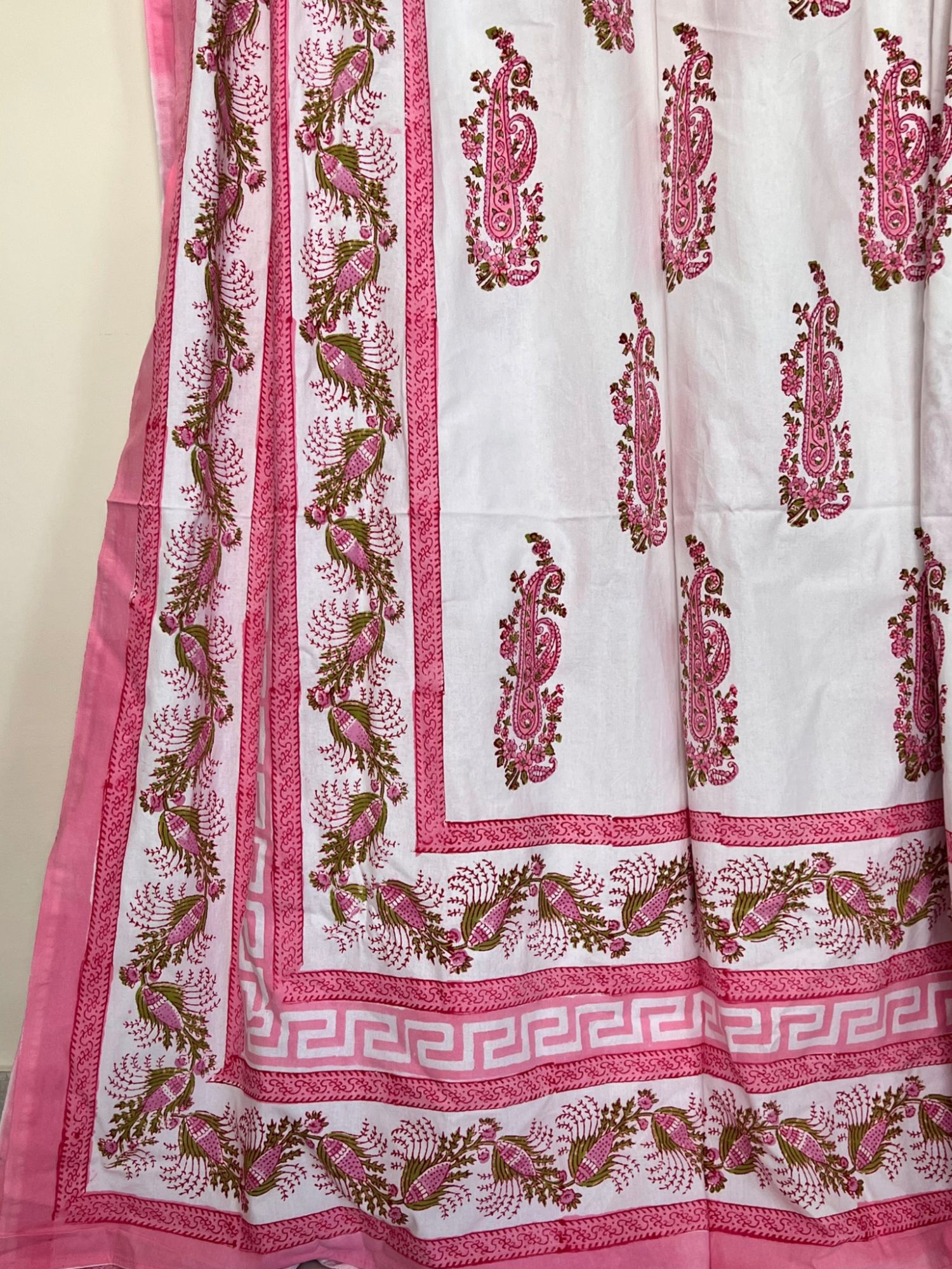 Aabaad Gulab Jal Pure Cotton hand block Printed Super Kingsize Bedsheet