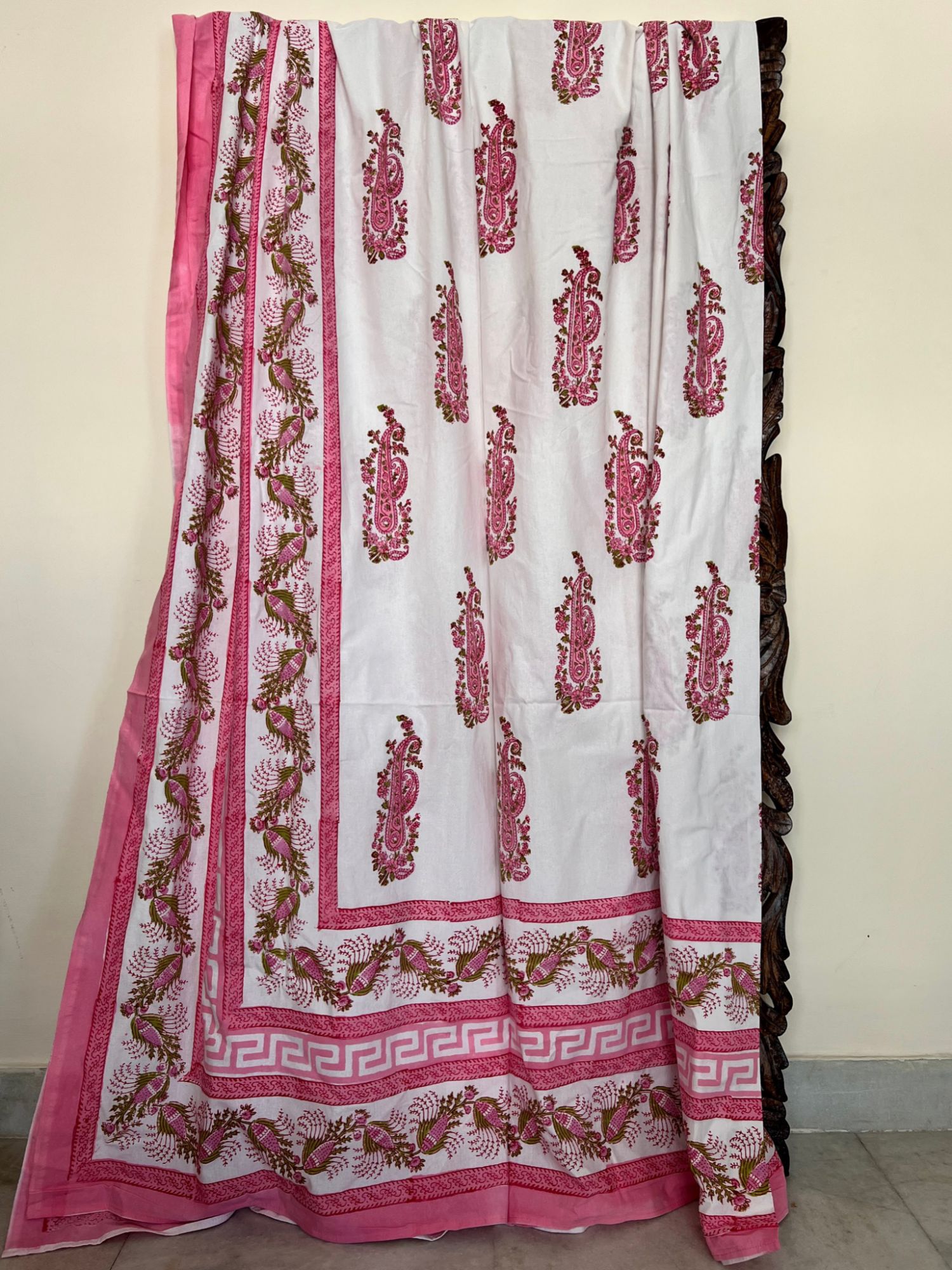 Aabaad Gulab Jal Pure Cotton hand block Printed Super Kingsize Bedsheet