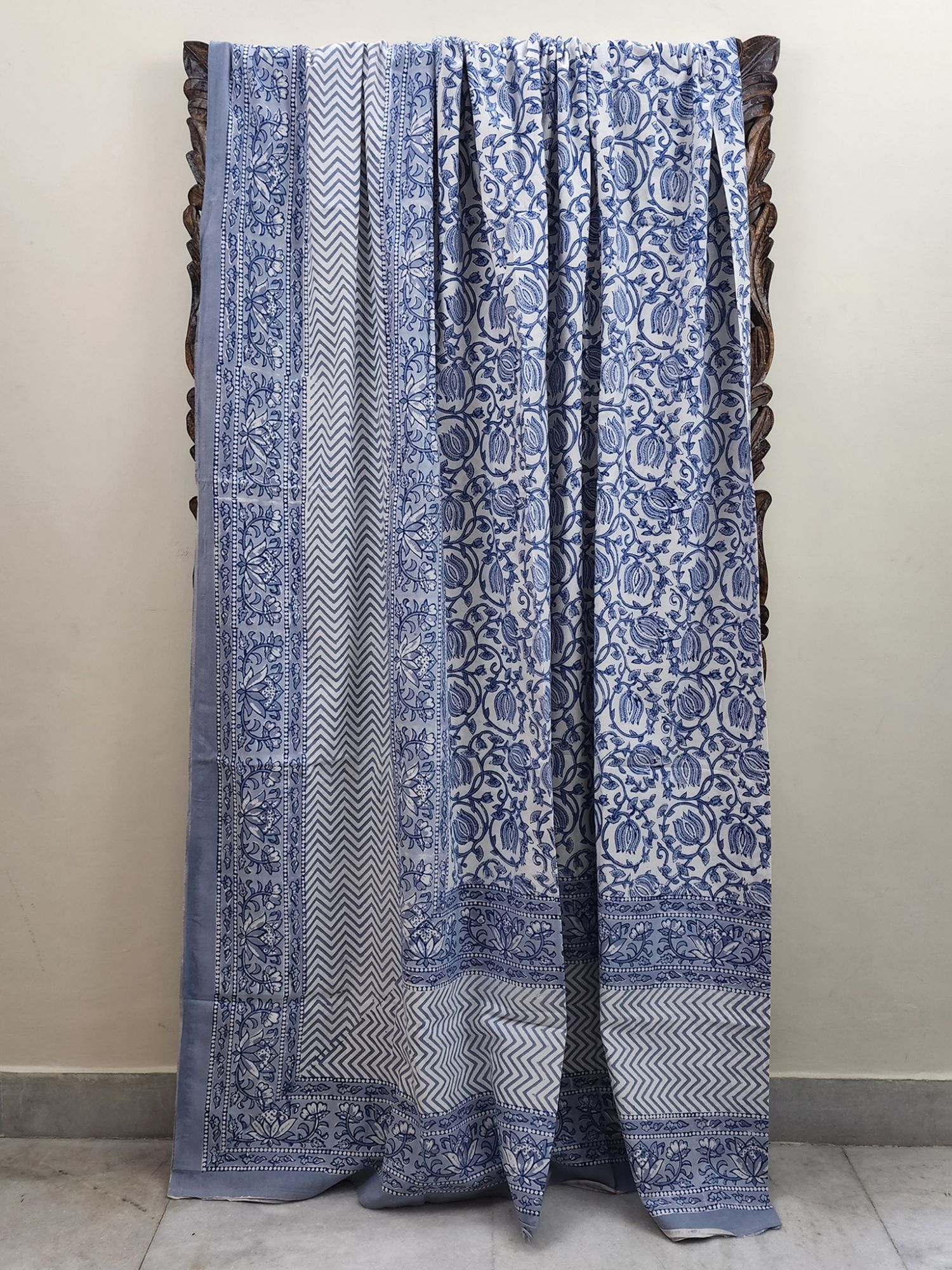 Aabaad Kamal k Phool Pure Cotton hand block Printed Super Kingsize Bedsheet