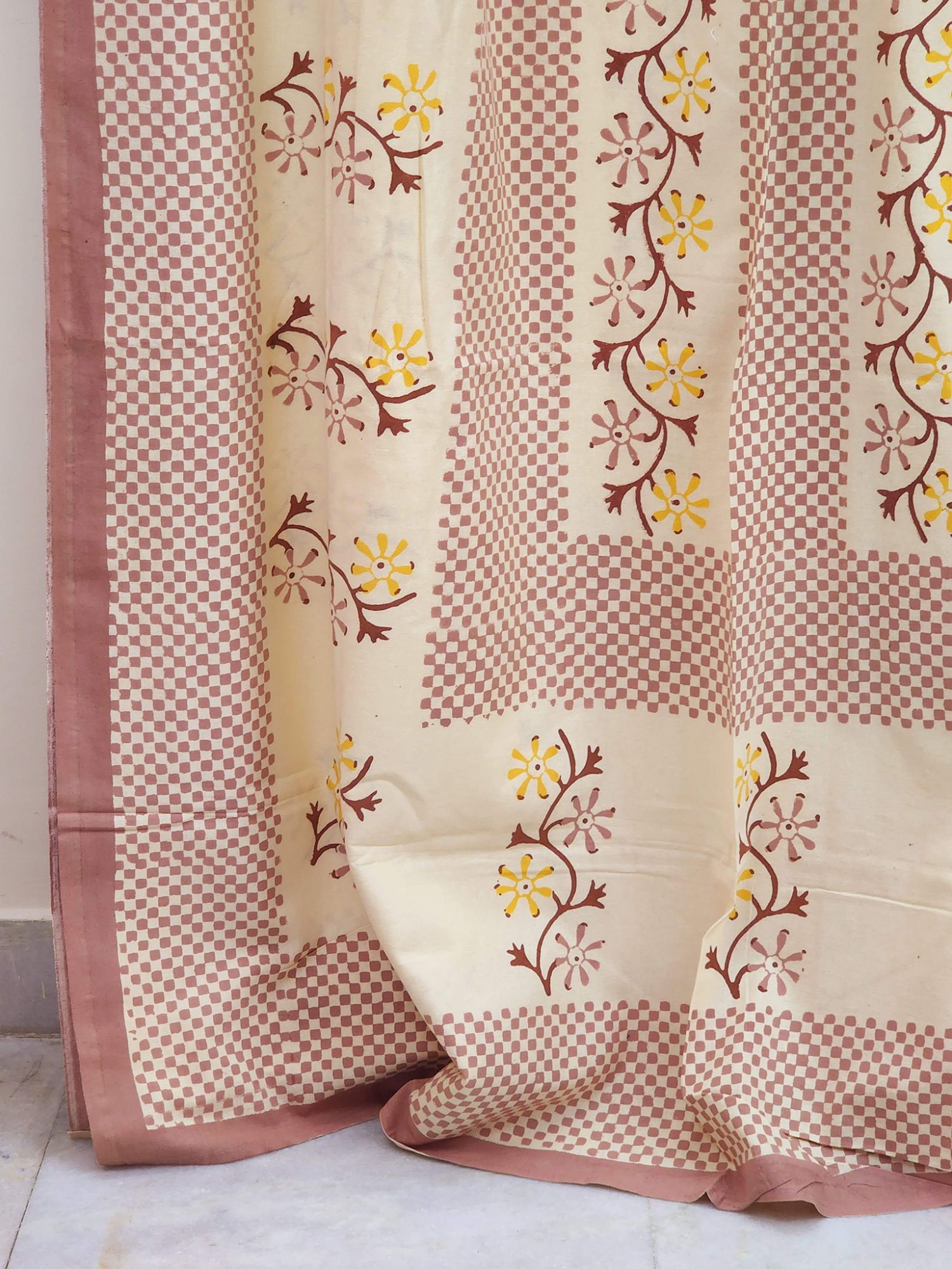 Aabaad Nai Sarak Pure Cotton hand block Printed Super Kingsize Bedsheet