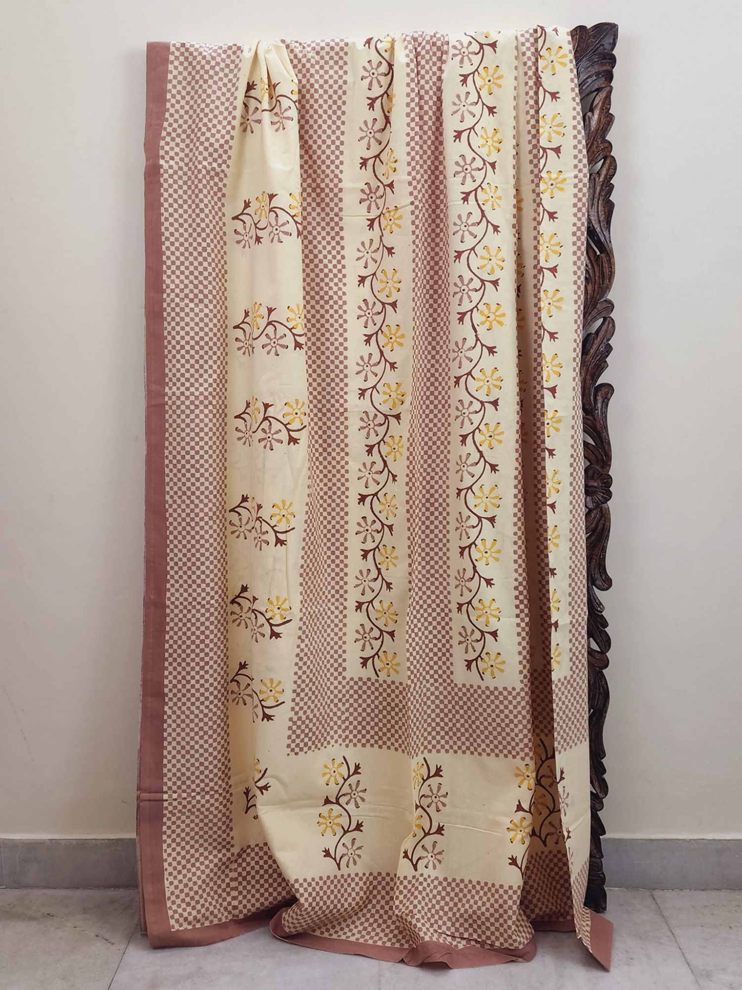 Aabaad Nai Sarak Pure Cotton hand block Printed Super Kingsize Bedsheet