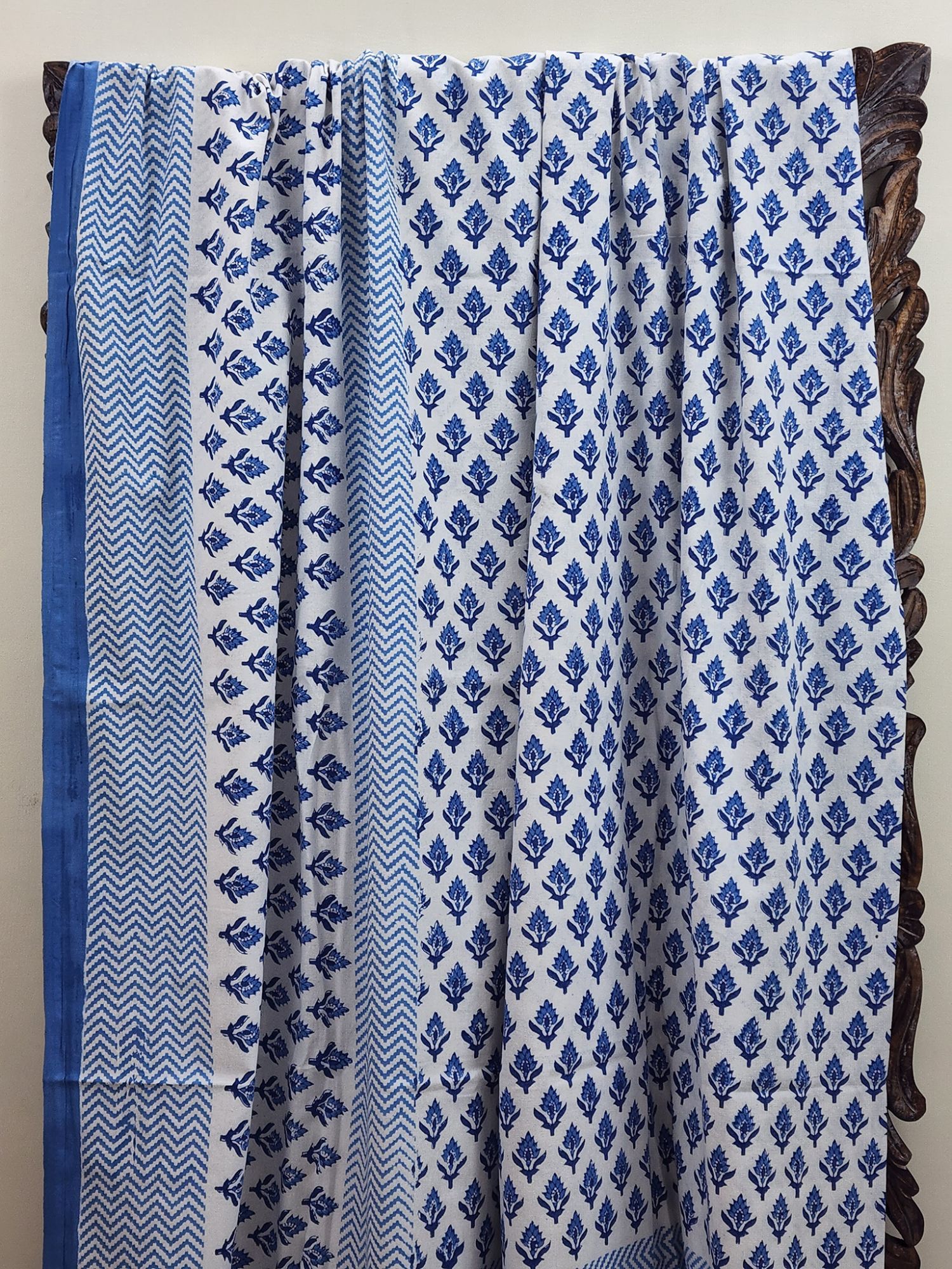 Aabaad Neele Himkan Pure Cotton hand block Printed Super Kingsize Bedsheet