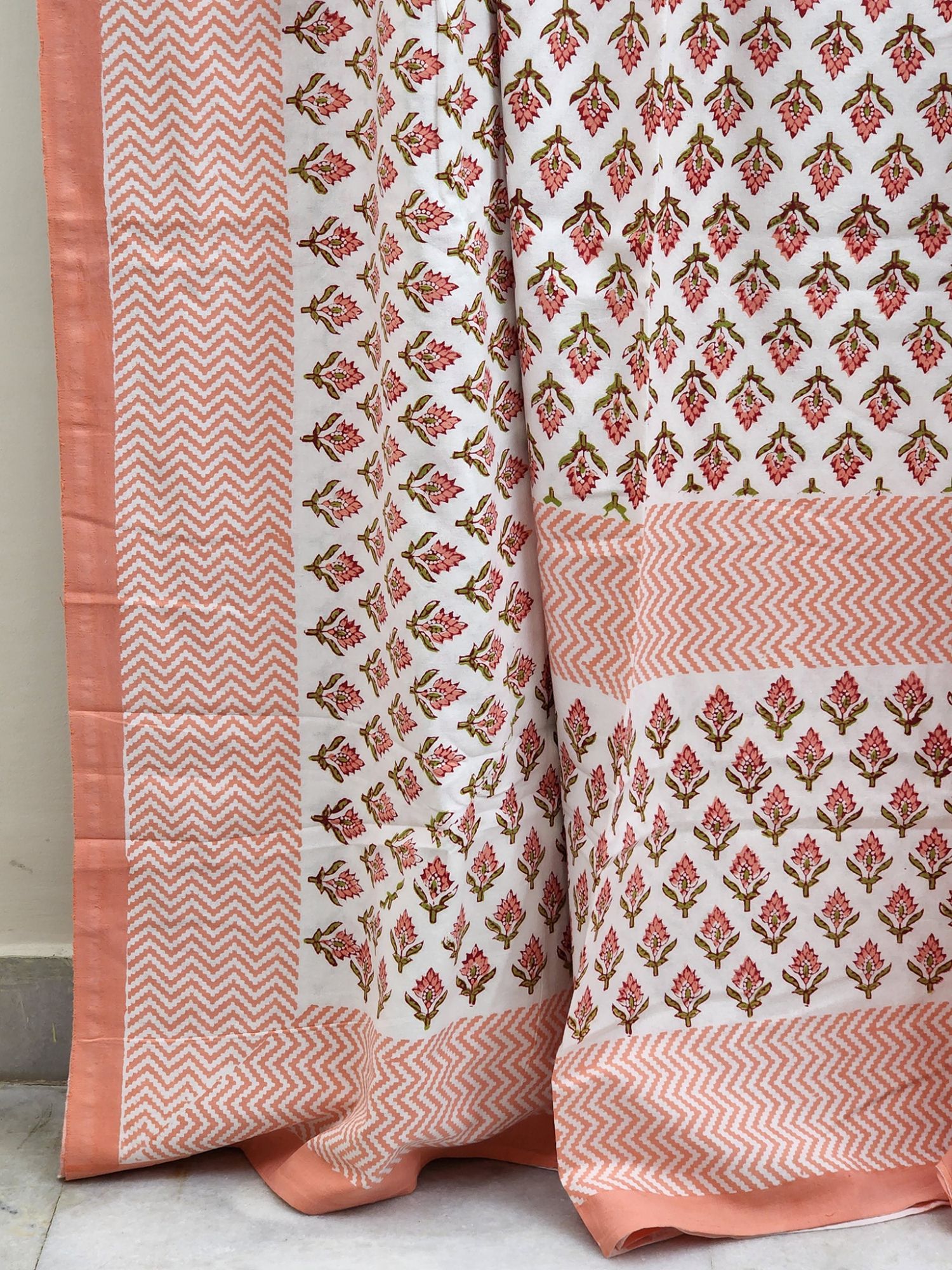 Aabaad Shuravi Pure Cotton hand block Printed Super Kingsize Bedsheet