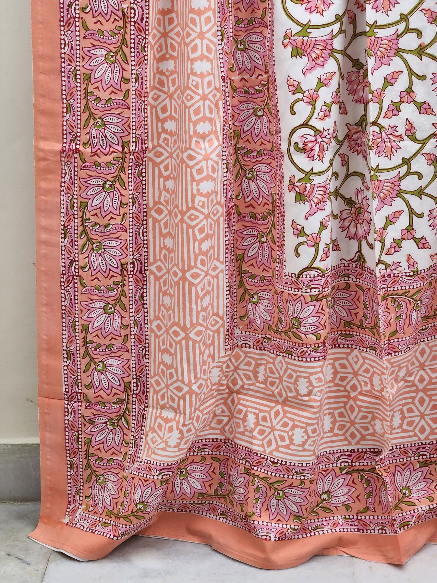Aabaad Tarang Pure Cotton hand block Printed Super Kingsize Bedsheet