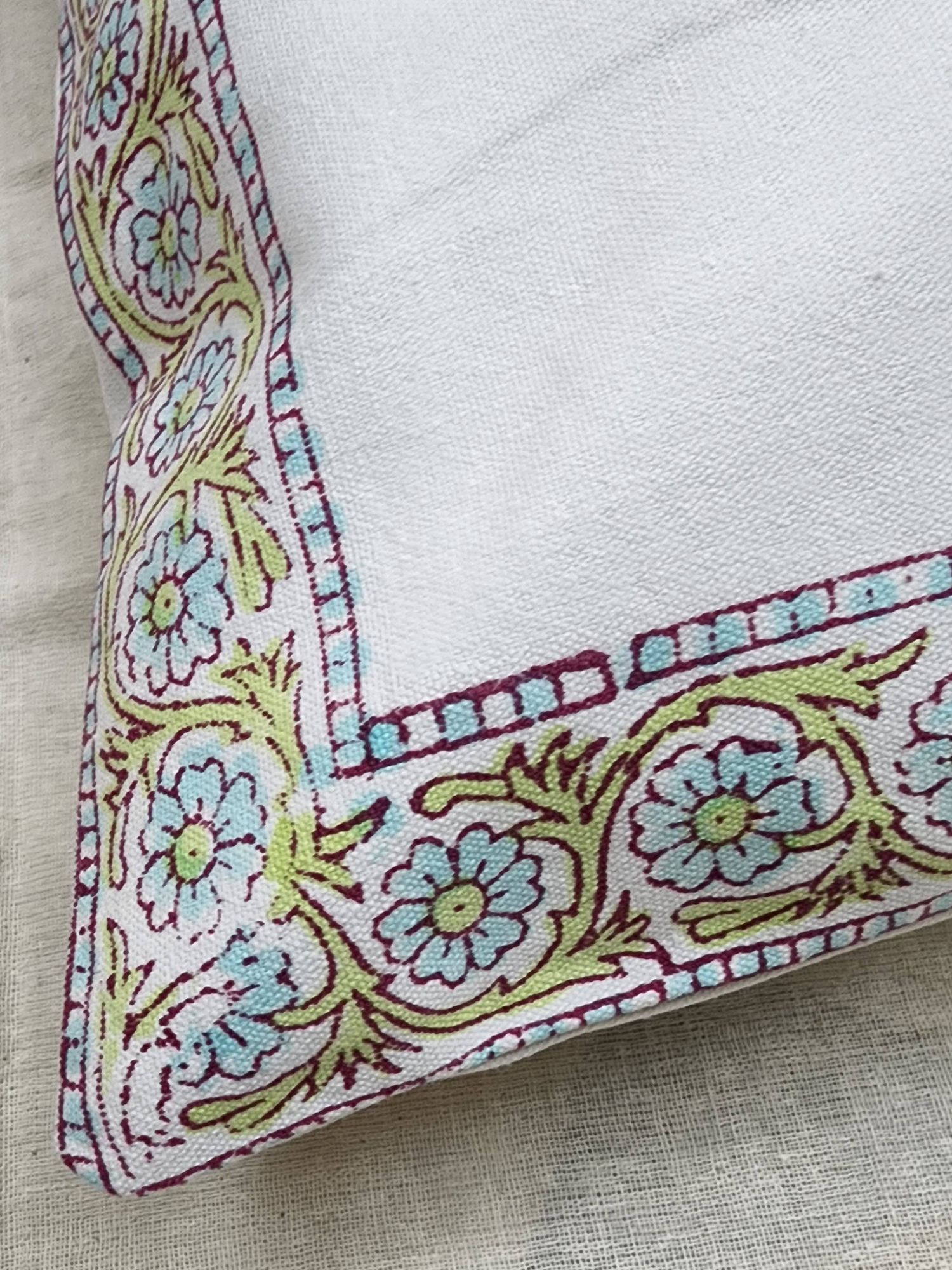 Aagosh Pure Cotton Canvas Artisanal Hand Block Printed Cushion Cover 16x16 inch Electric Blue