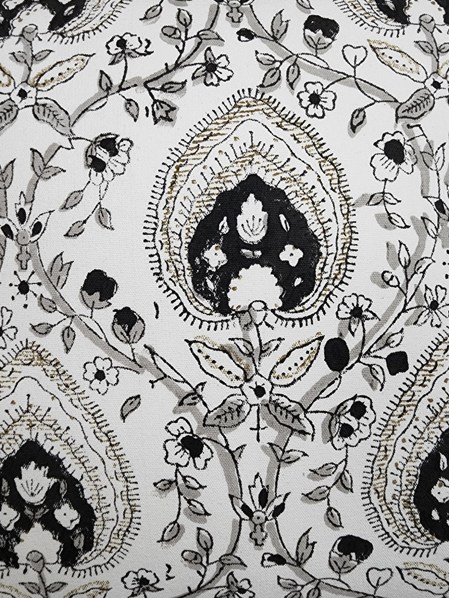 Aagosh Pure Cotton Canvas Artisanal Hand Block Printed Cushion Cover 16x16 inch Pale Gray