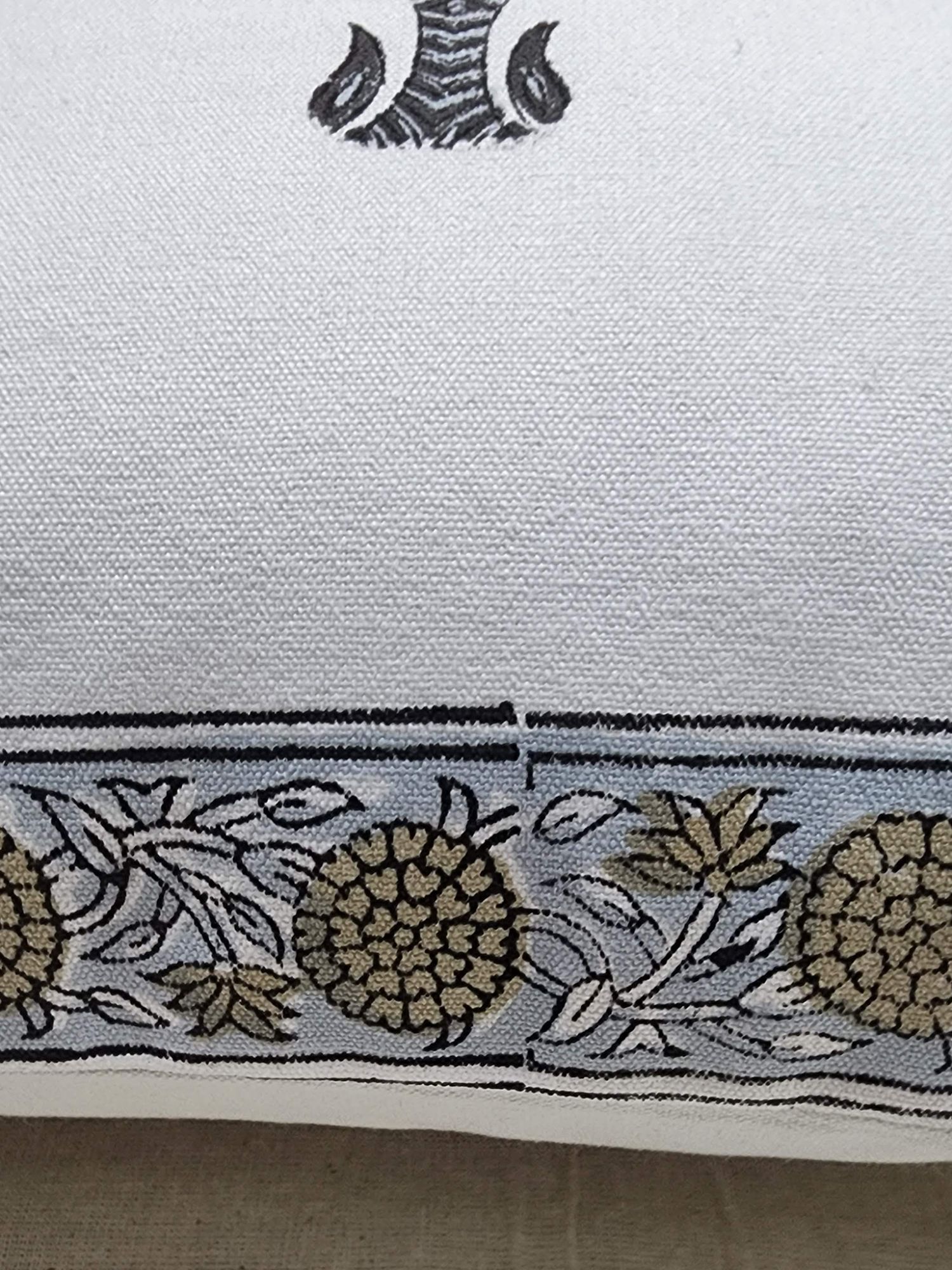 Aagosh Pure Cotton Canvas Artisanal Hand Block Printed Cushion Cover 16x16 inch Powder Blue