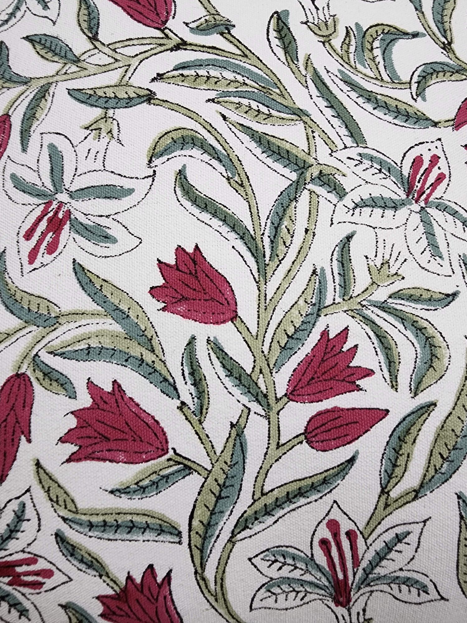 Aagosh Pure Cotton Canvas Artisanal Hand Block Printed Cushion Cover 16x16 inch Sangria Red