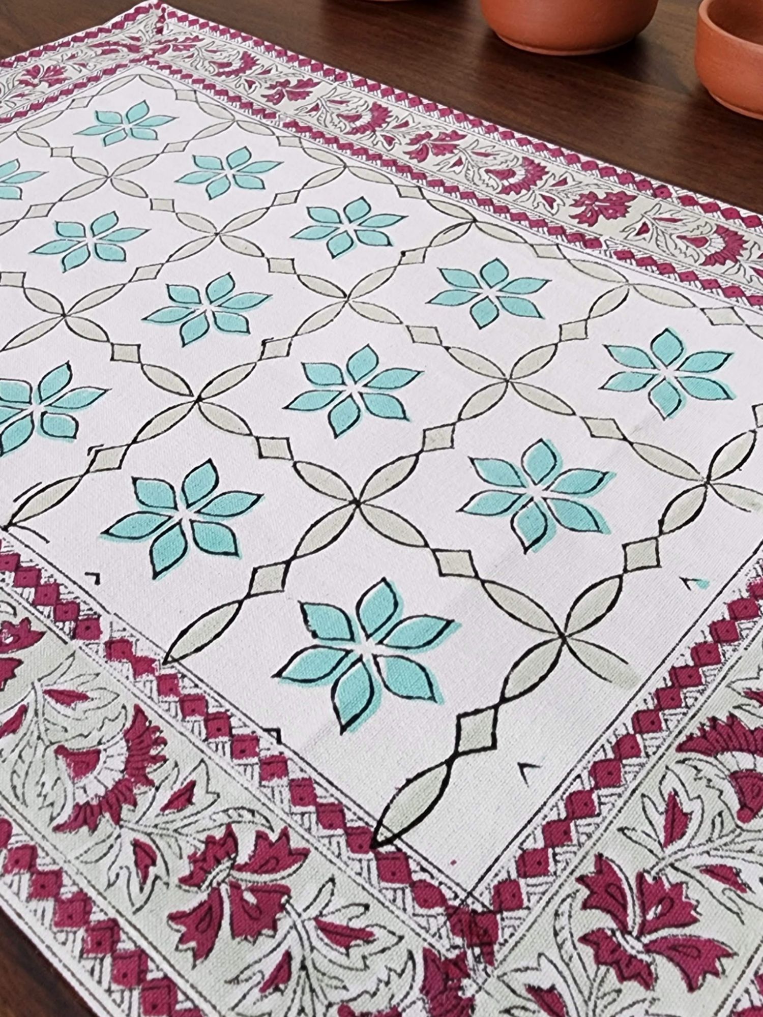 Taqreer Hand block Printed Cotton Canvas Placemat Tara