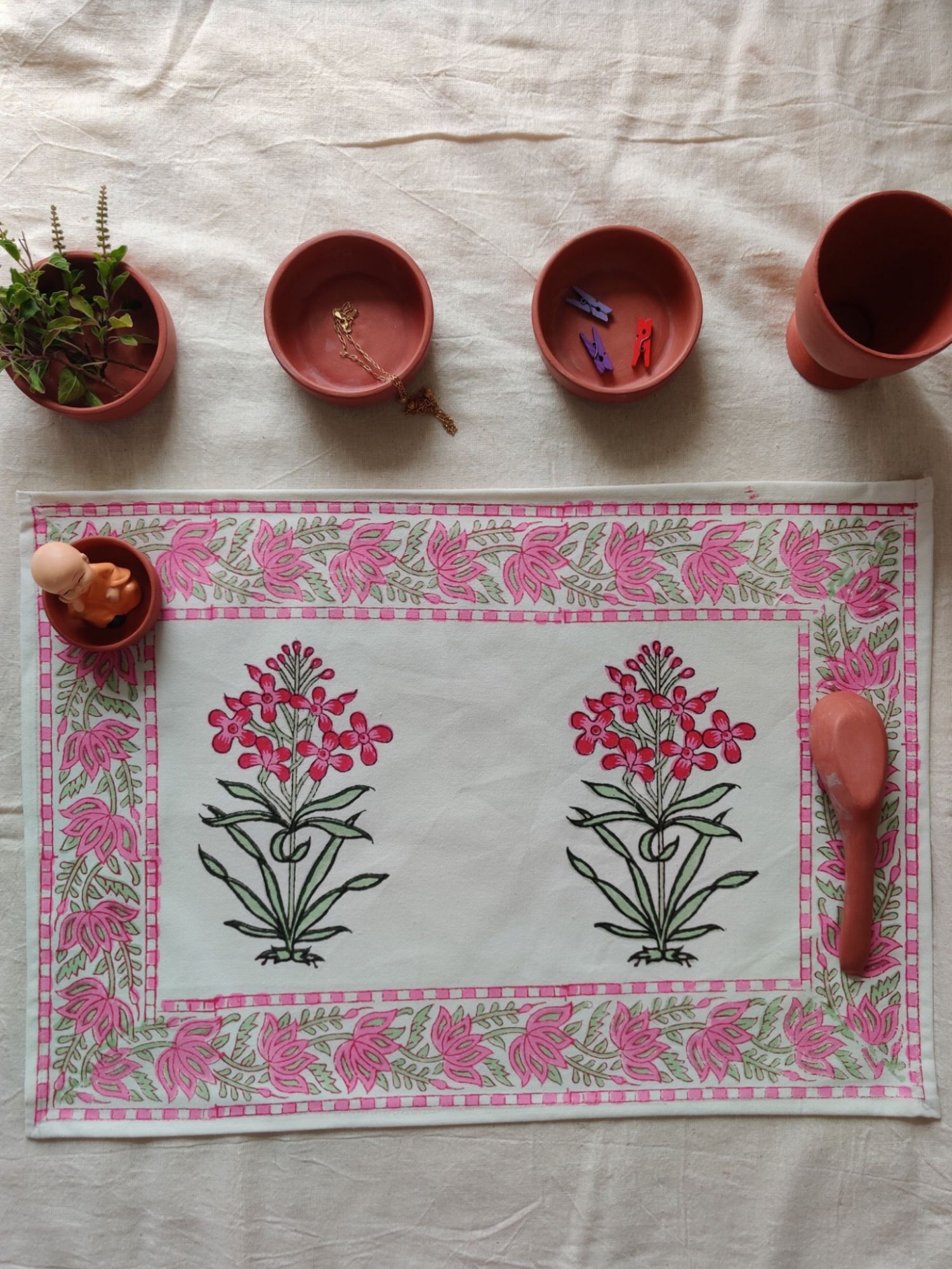Taqreer Hand block Printed Cotton Canvas Placemat Madhur