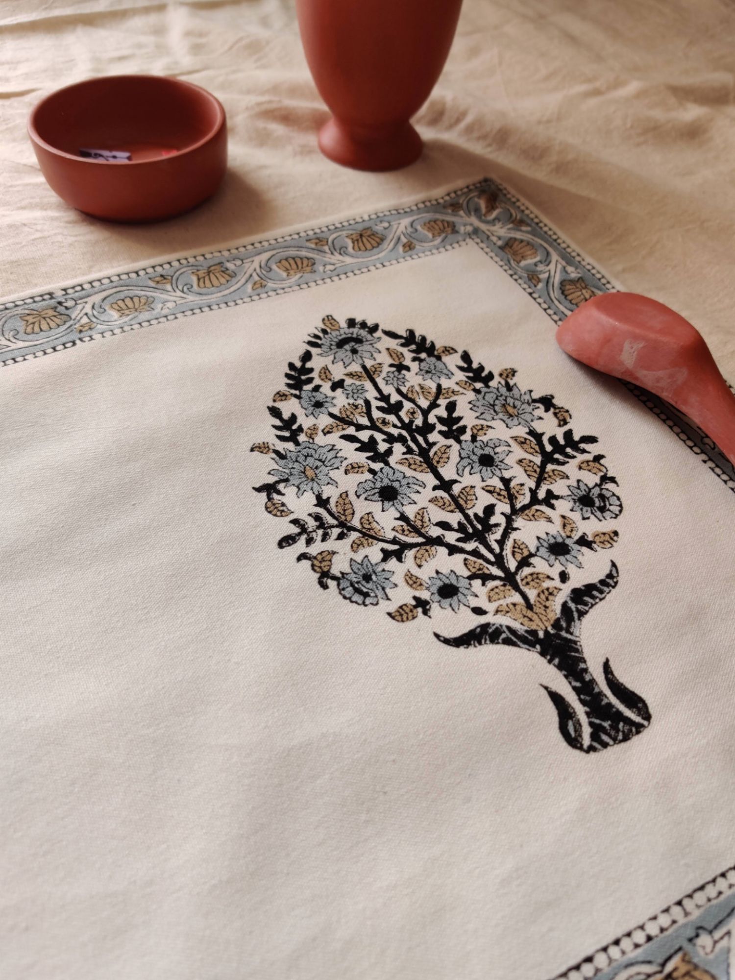 Taqreer Hand block Printed Cotton Canvas Placemat Prakriti