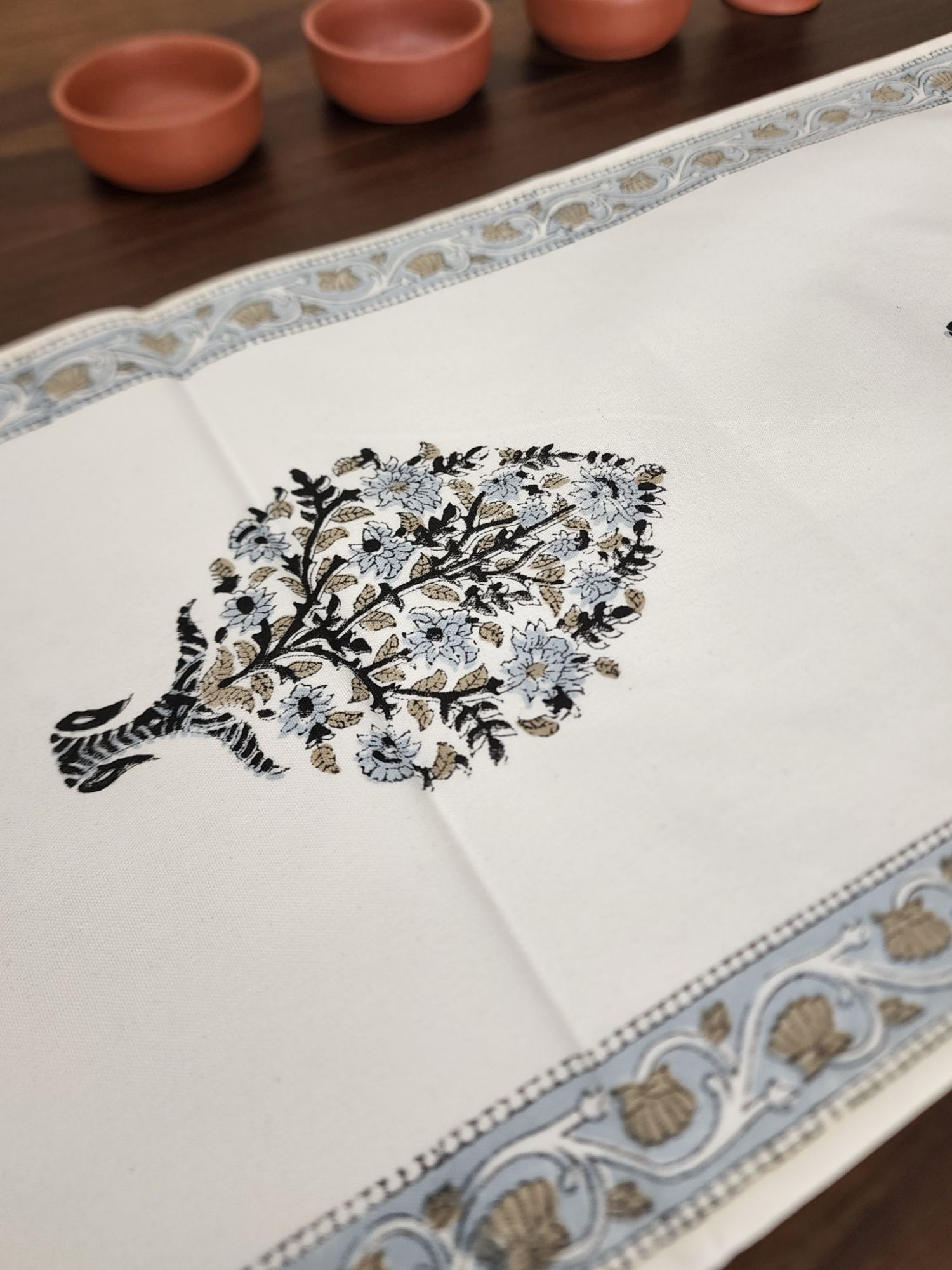 Naayaab Hand block Printed Canvas Cotton Table Runner Prakriti