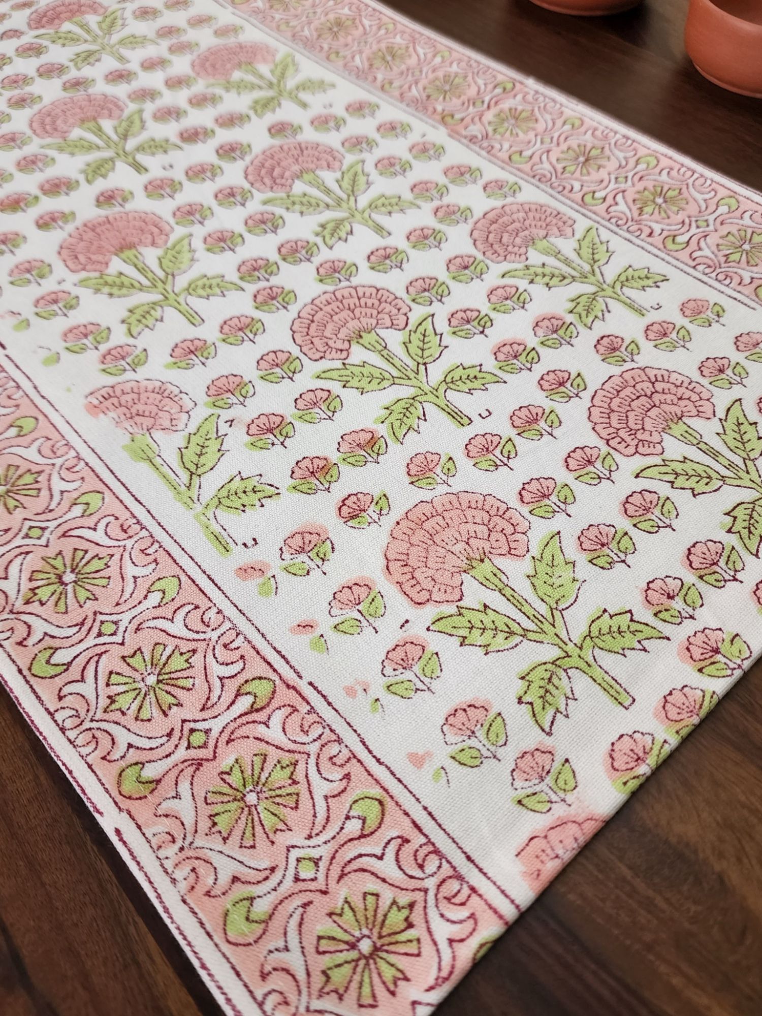 Naayaab Hand block Printed Canvas Cotton Table Runner Suhana