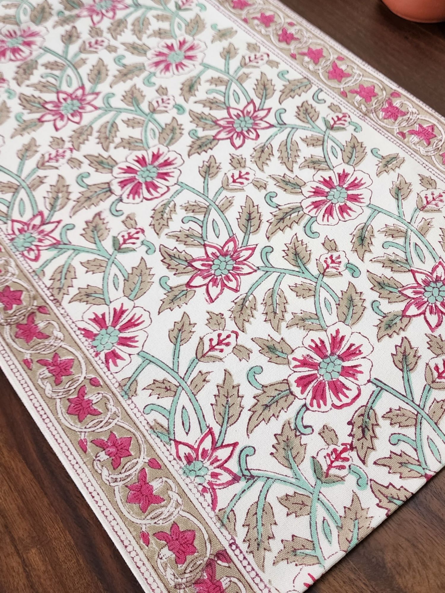 Naayaab Hand block Printed Canvas Cotton Table Runner Meher