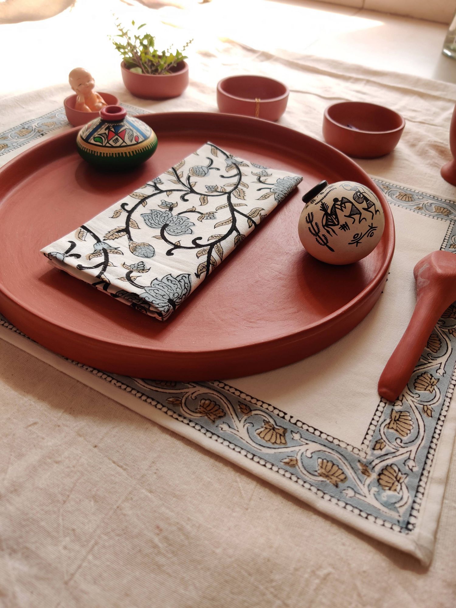 Ibtida Hand block Printed Cotton Napkins Prakriti