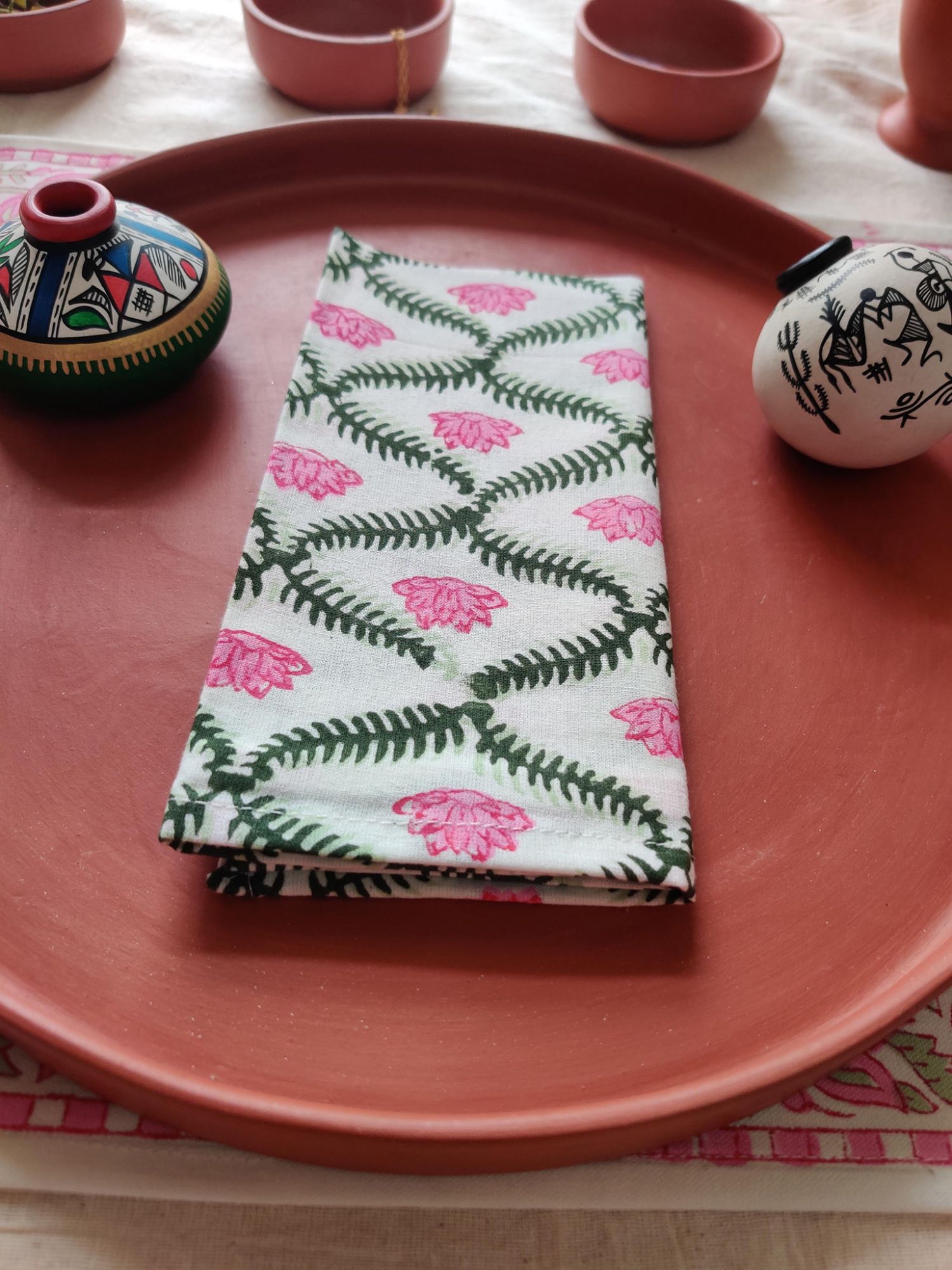 Ibtida Hand block Printed Cotton Napkins Madhur