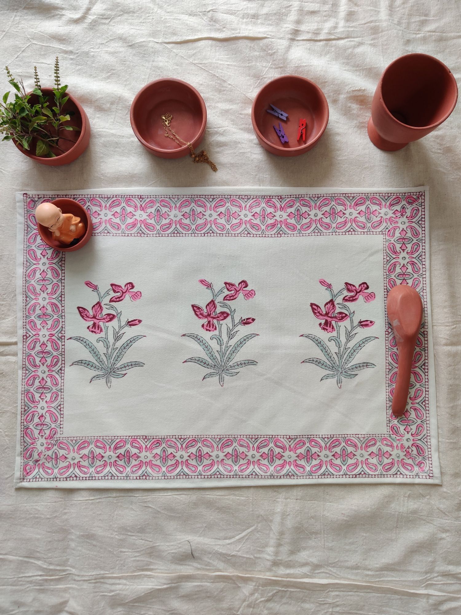 Taqreer Hand block Printed Cotton Canvas Placemat Kashish