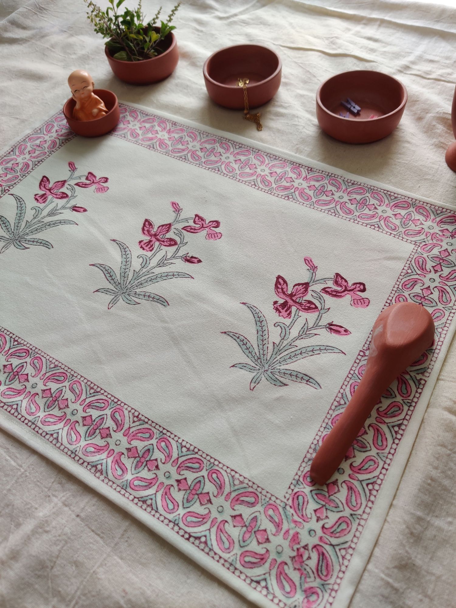 Taqreer Hand block Printed Cotton Canvas Placemat Kashish