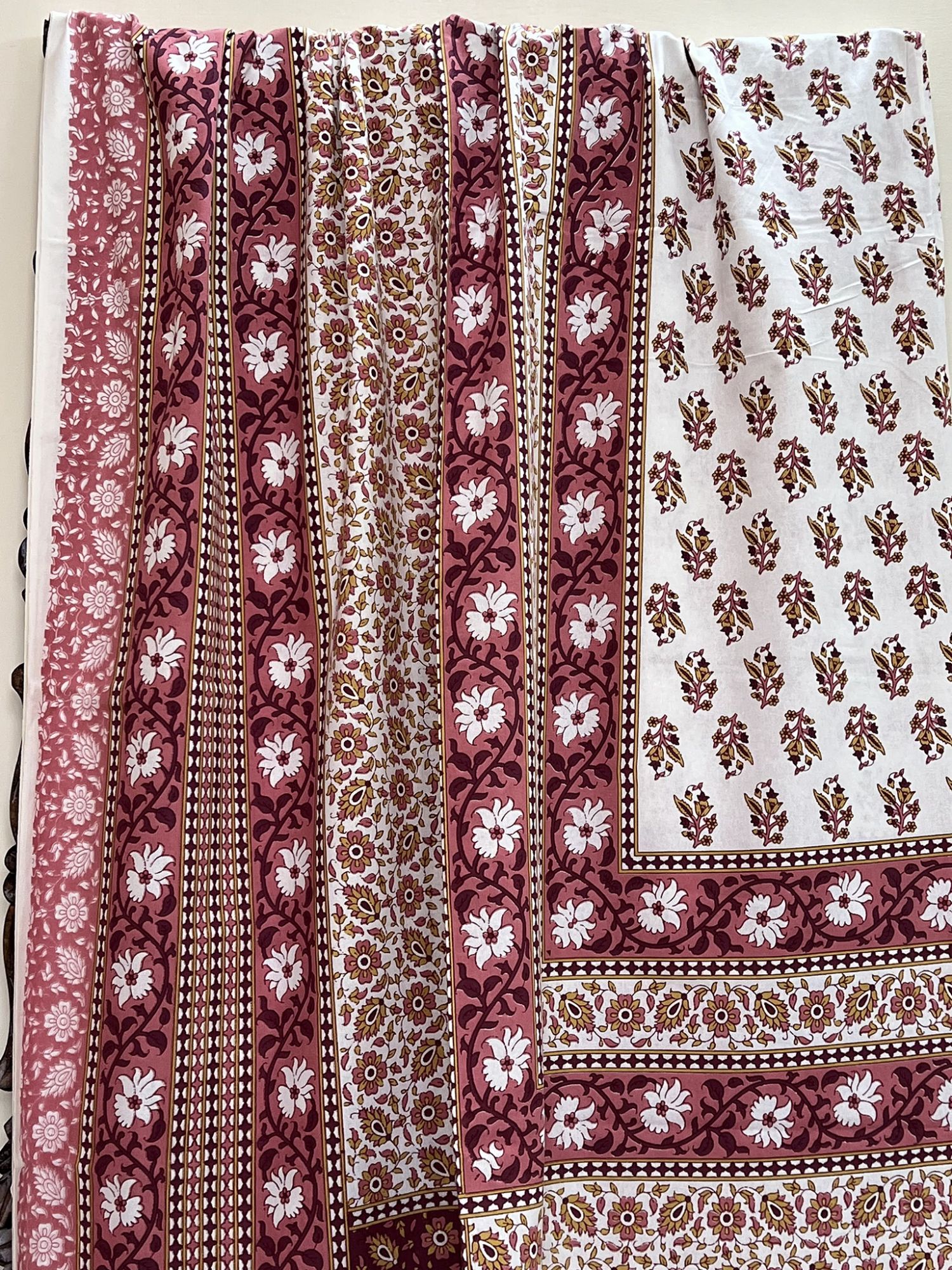 Baagh Pure Cotton Handmade Artisanal Kingsize Double Bedsheet Floral