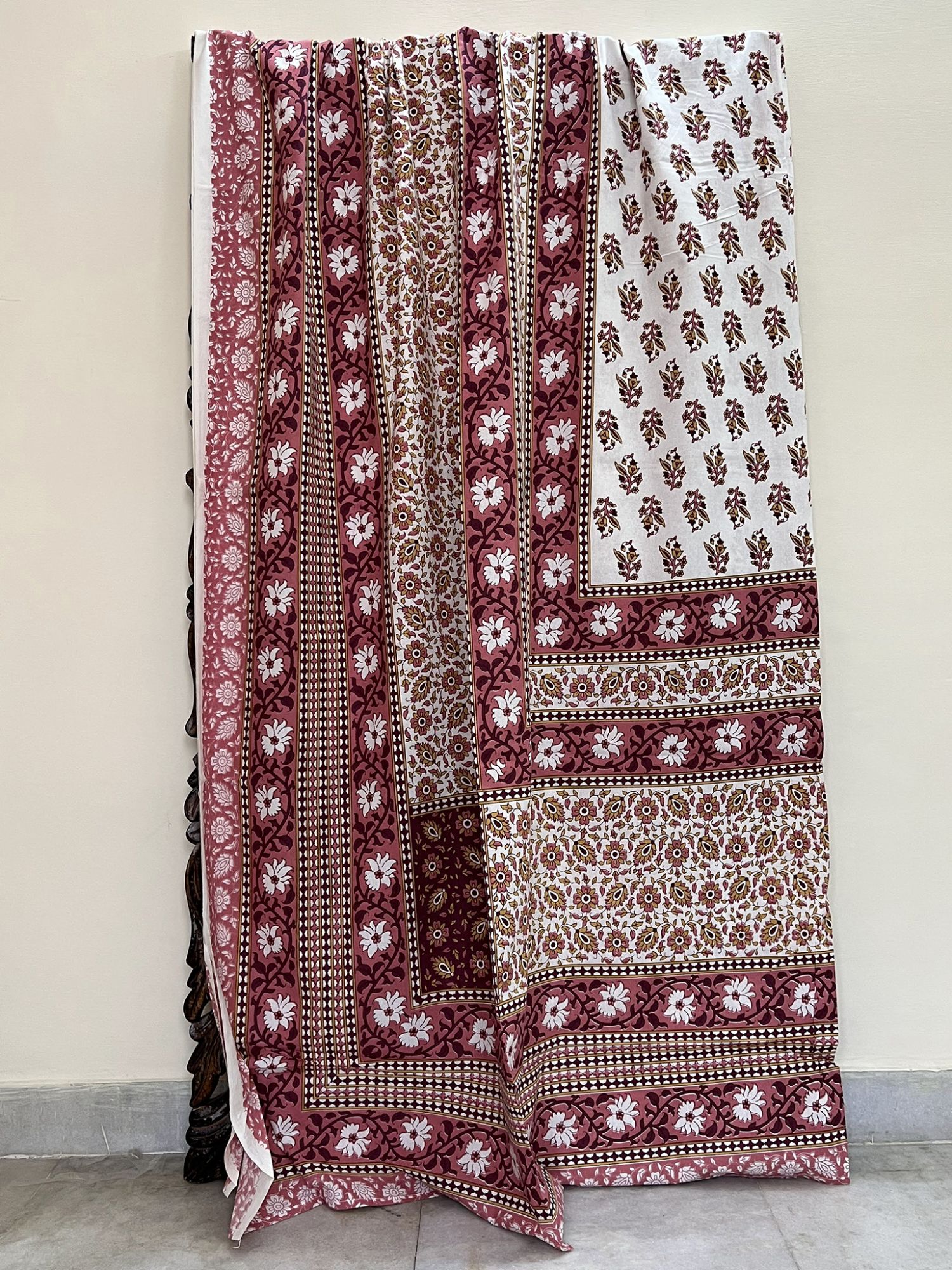 Baagh Pure Cotton Handmade Artisanal Kingsize Double Bedsheet Floral