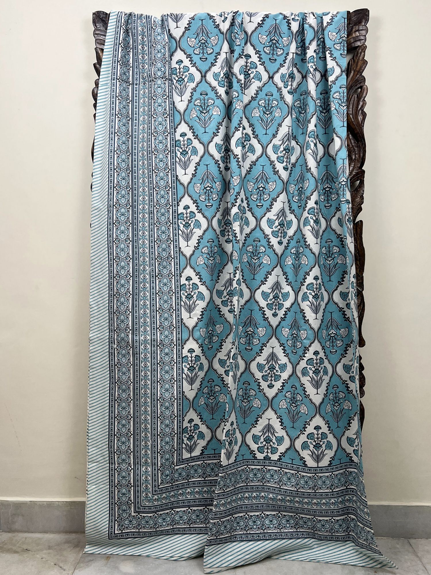 Firdaus Kunar Pure Cotton Handmade Artisanal Super Kingsize Bedsheet